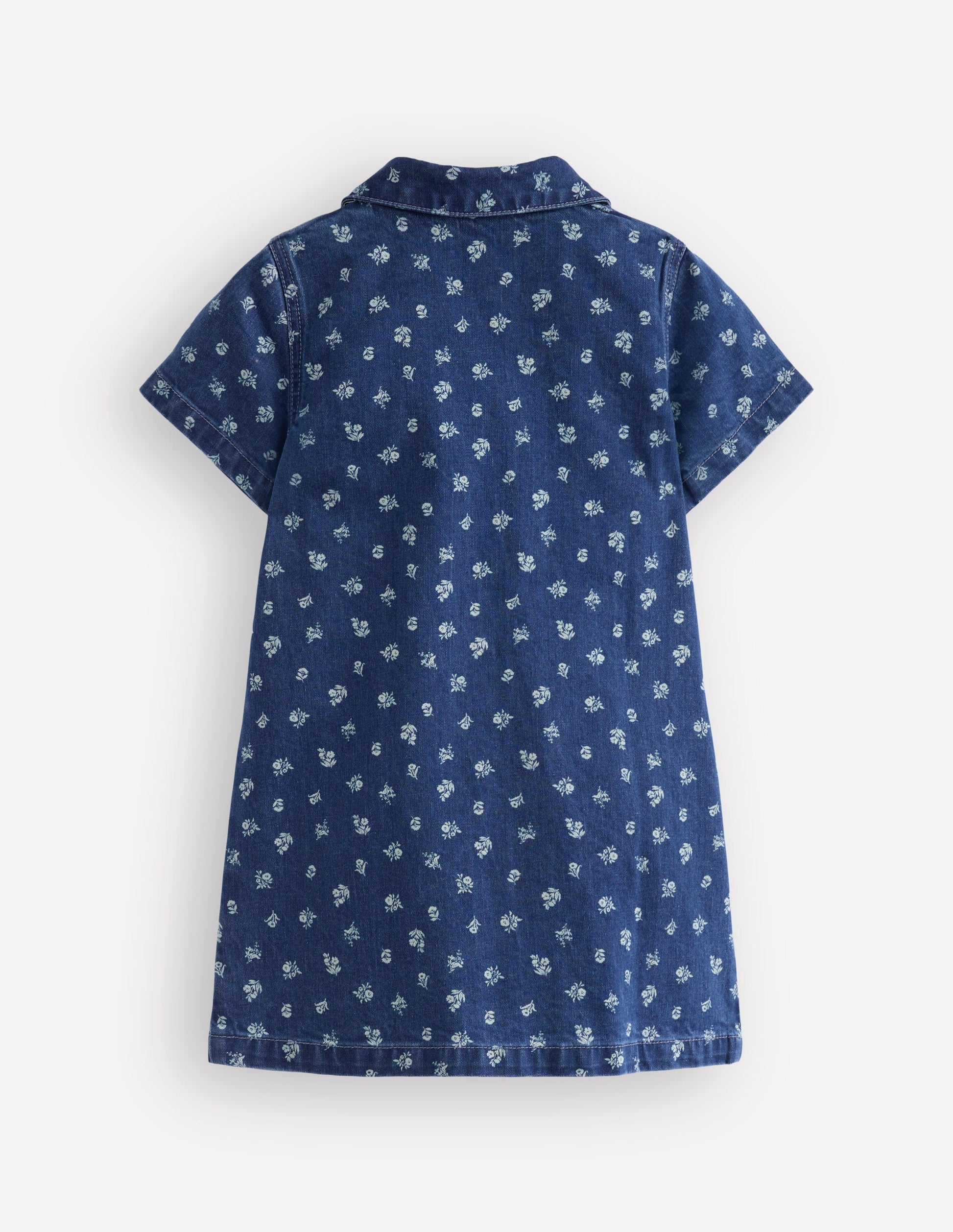 Denim Shirt Dress-Blue Ditsy Floral-2