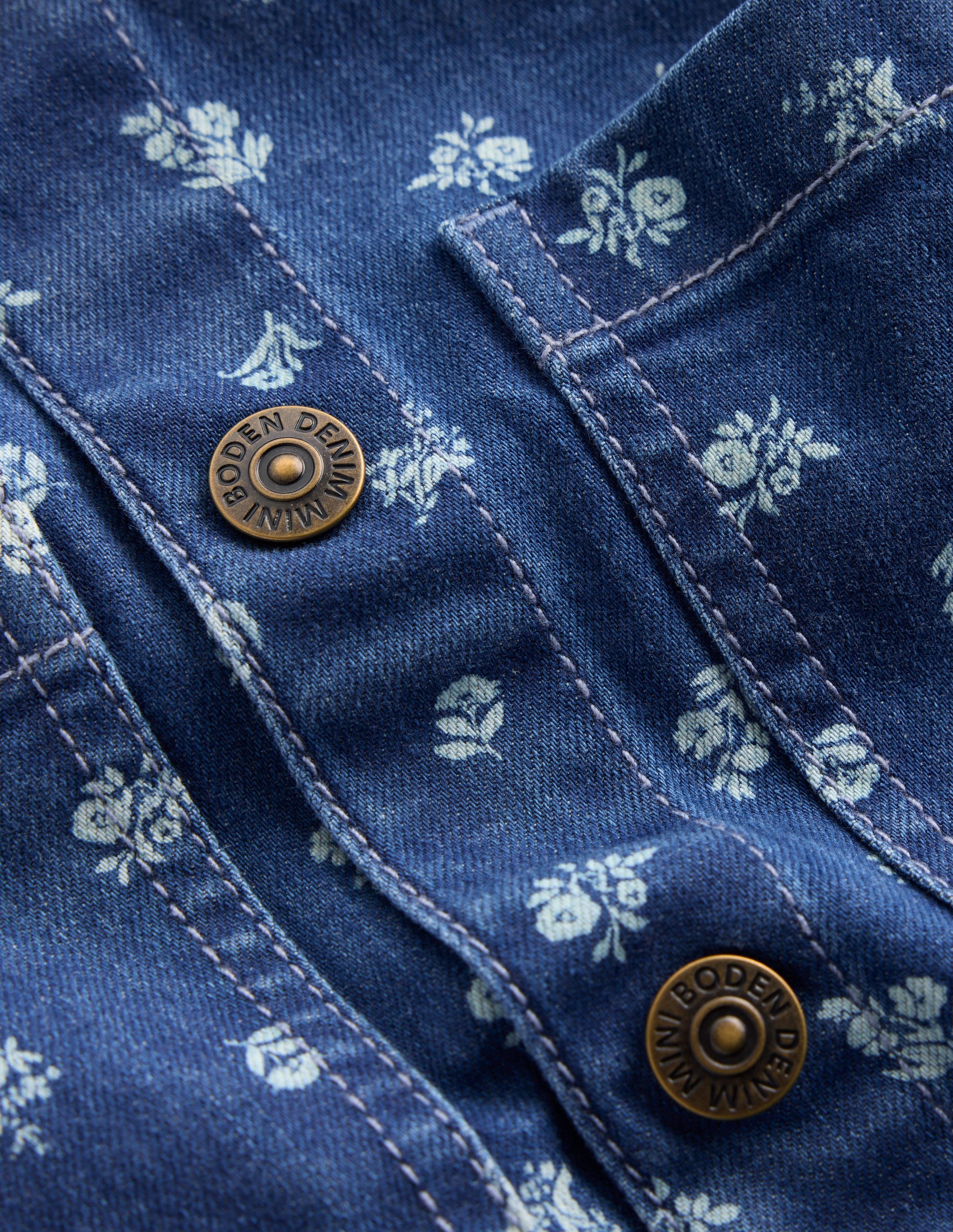 Denim Shirt Dress-Blue Ditsy Floral-3