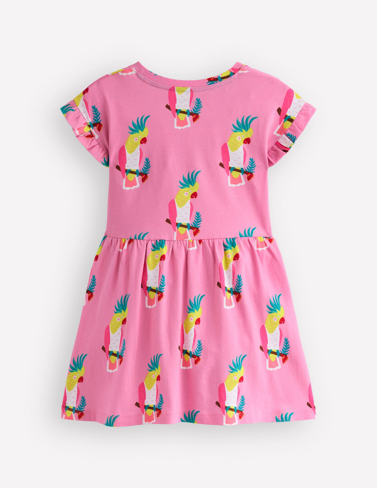 Jersey T-Shirt Dress-Flamingo Pink Tropical Bird - Image 4
