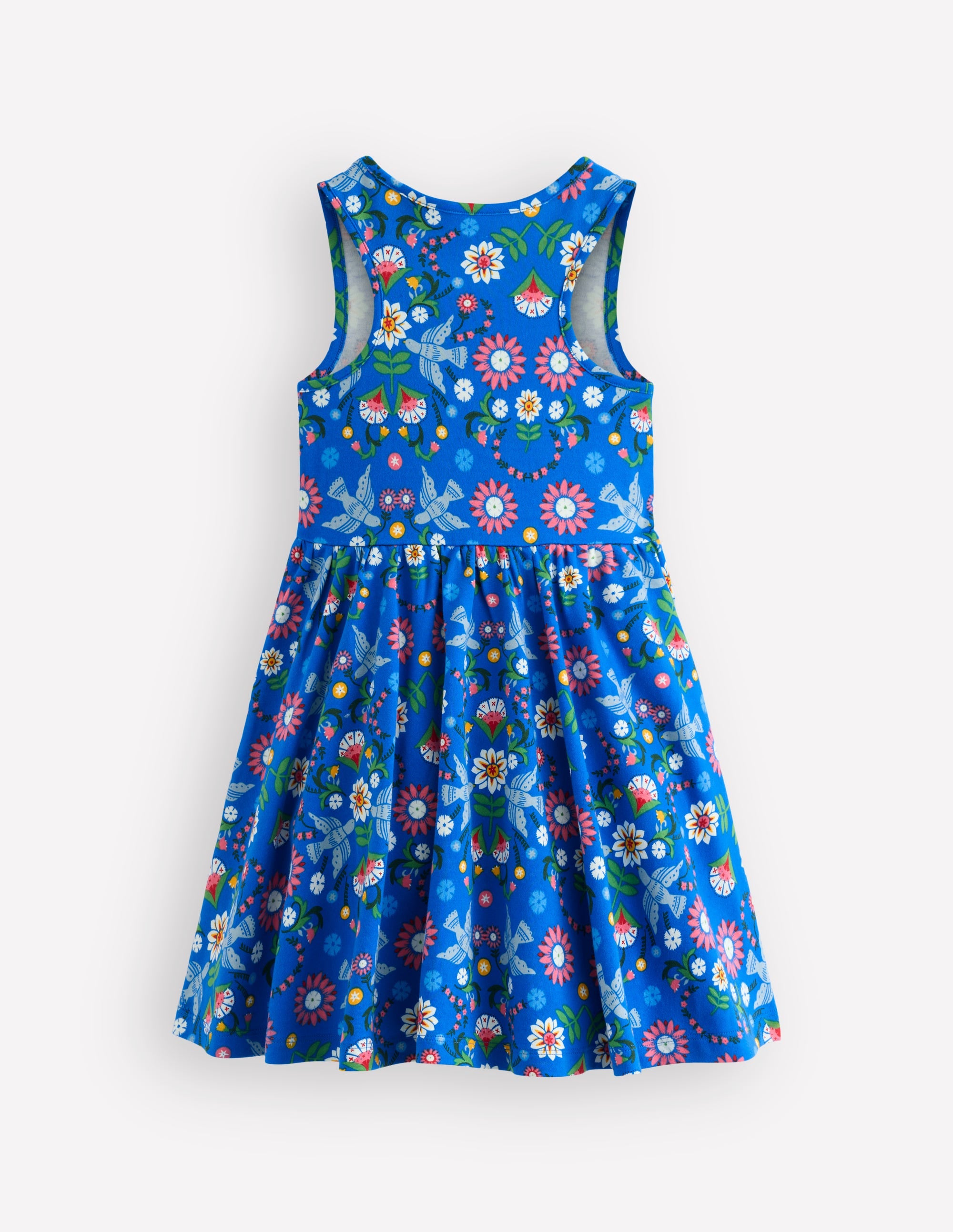 Twirly Jersey Dress-Kingfisher Blue Bird Floral - Image 2