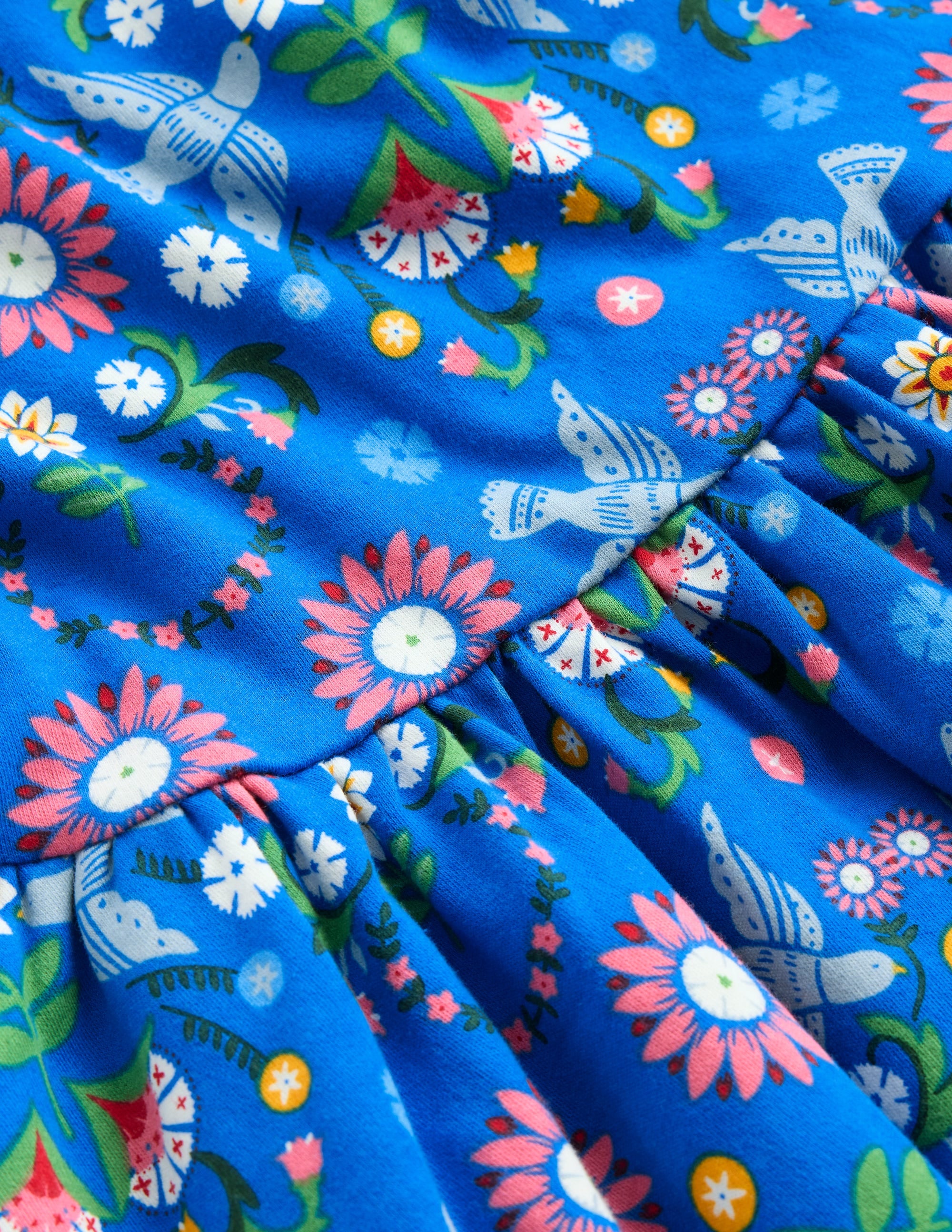 Twirly Jersey Dress-Kingfisher Blue Bird Floral - Image 3