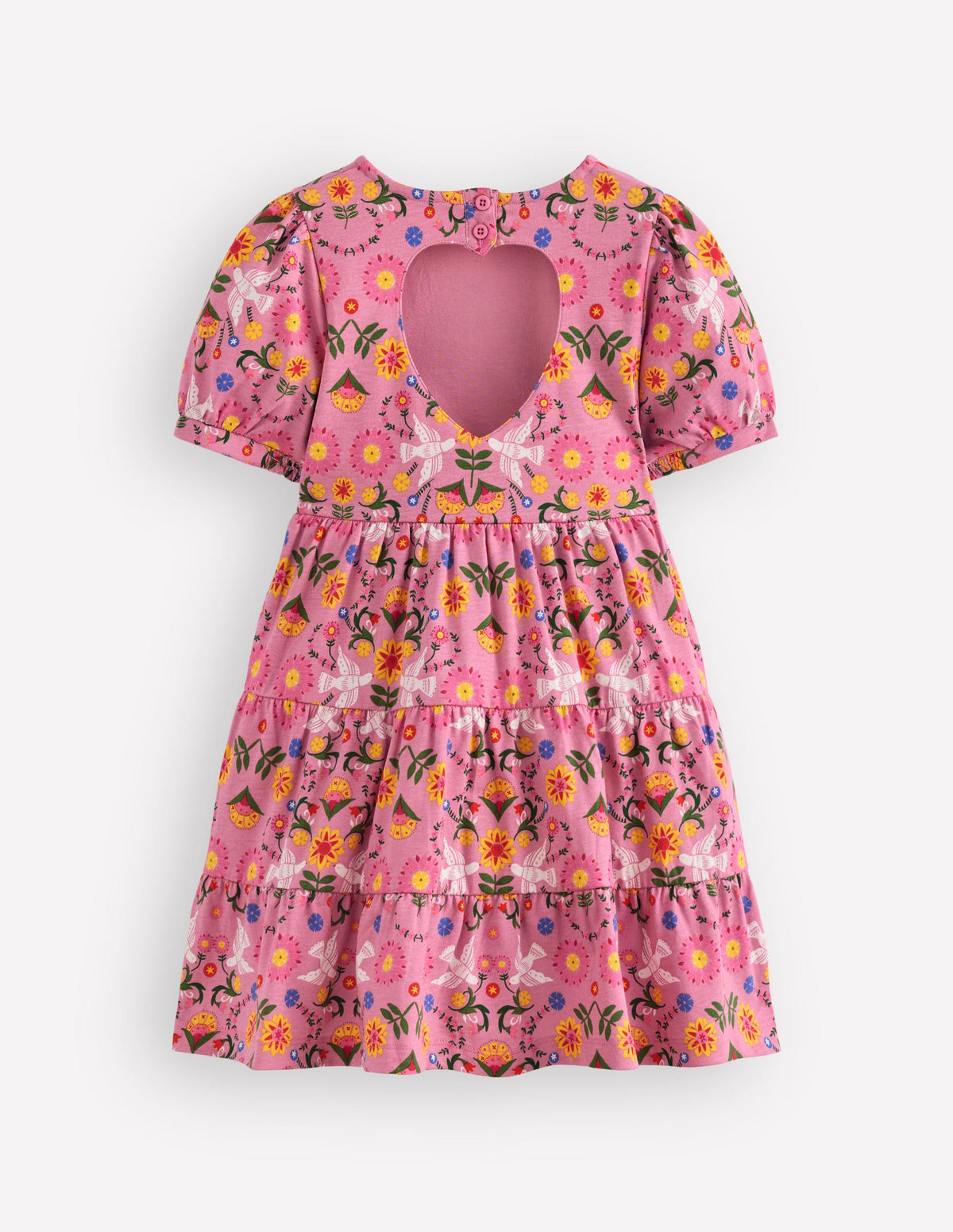 Heart Back Jersey Dress-Formica Pink Bird Floral - Image 2