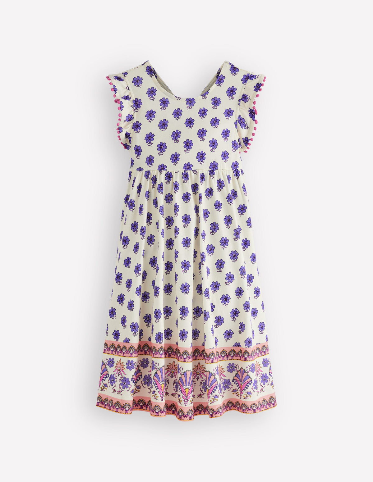 Clover Bow Back Jersey Dress-Multi Woodblock - Image 3