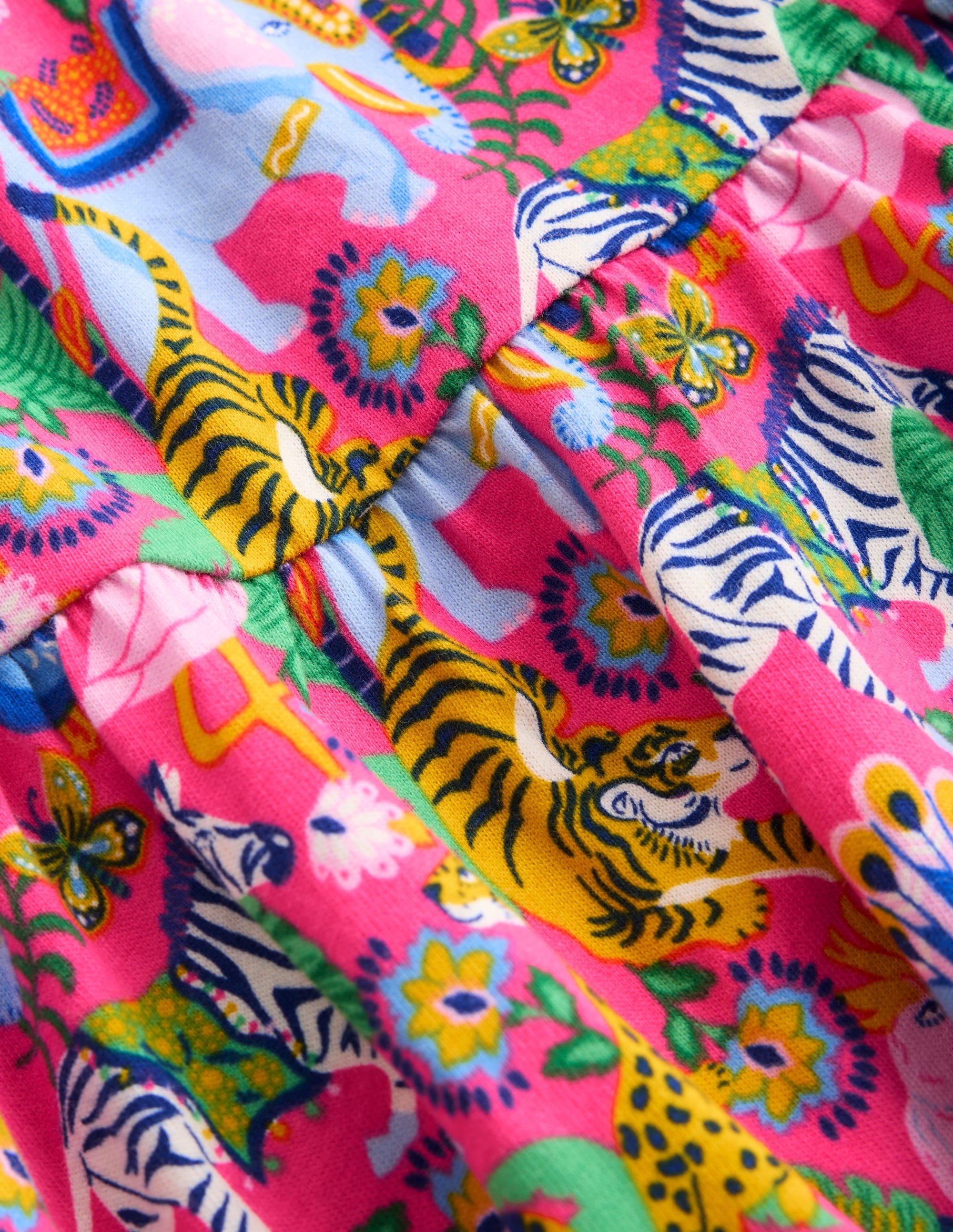 Clover Bow Back Jersey Dress-Flamingo Pink Jungle Animals - Image 6