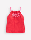 Plaited Strap Embroidered Vest-Spicy Red