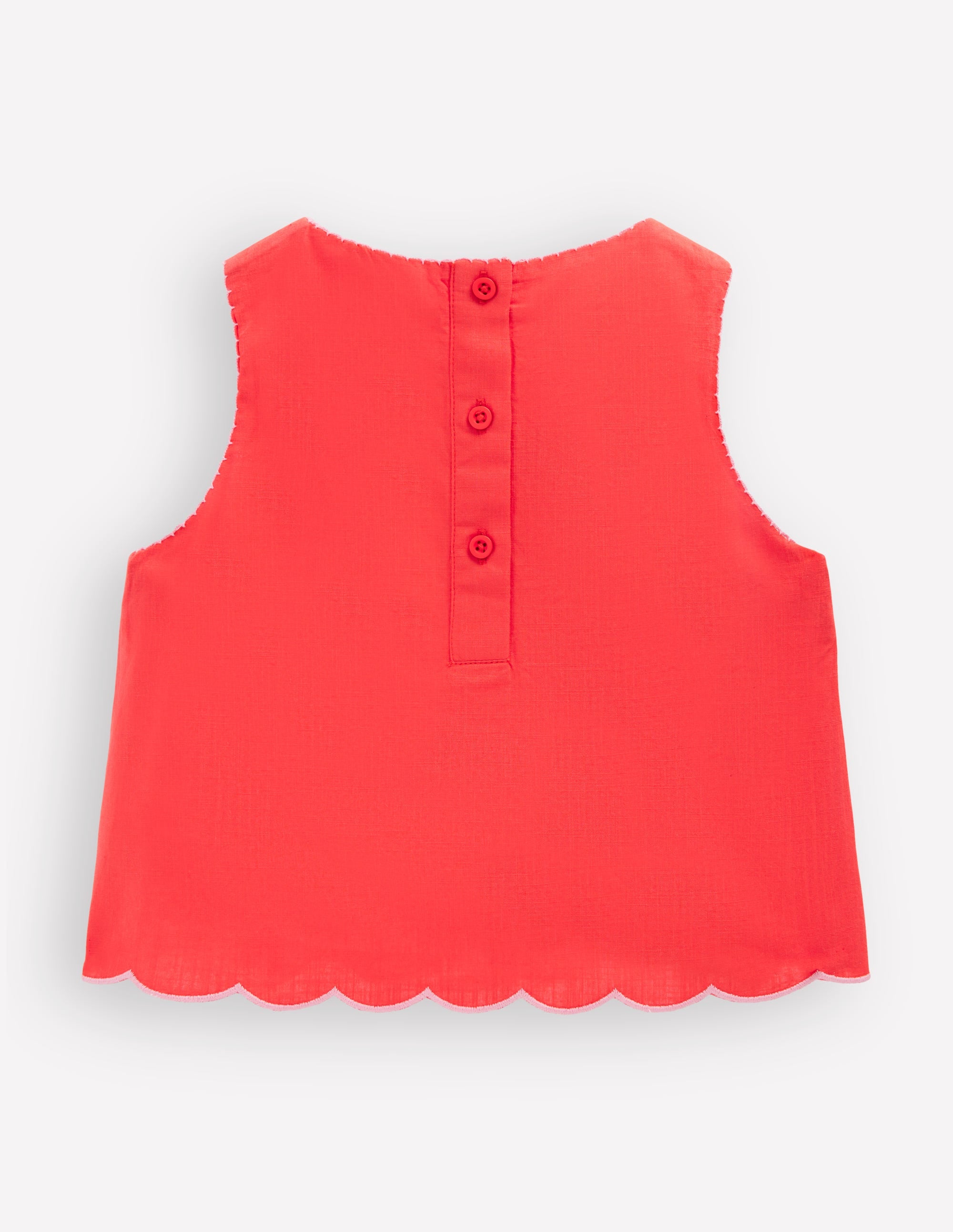 Woven Shell Top-Spicy Red Neon Embroidery - Image 2