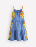 Enola Appliqué Jersey Dress-Salt Blue Sunrays