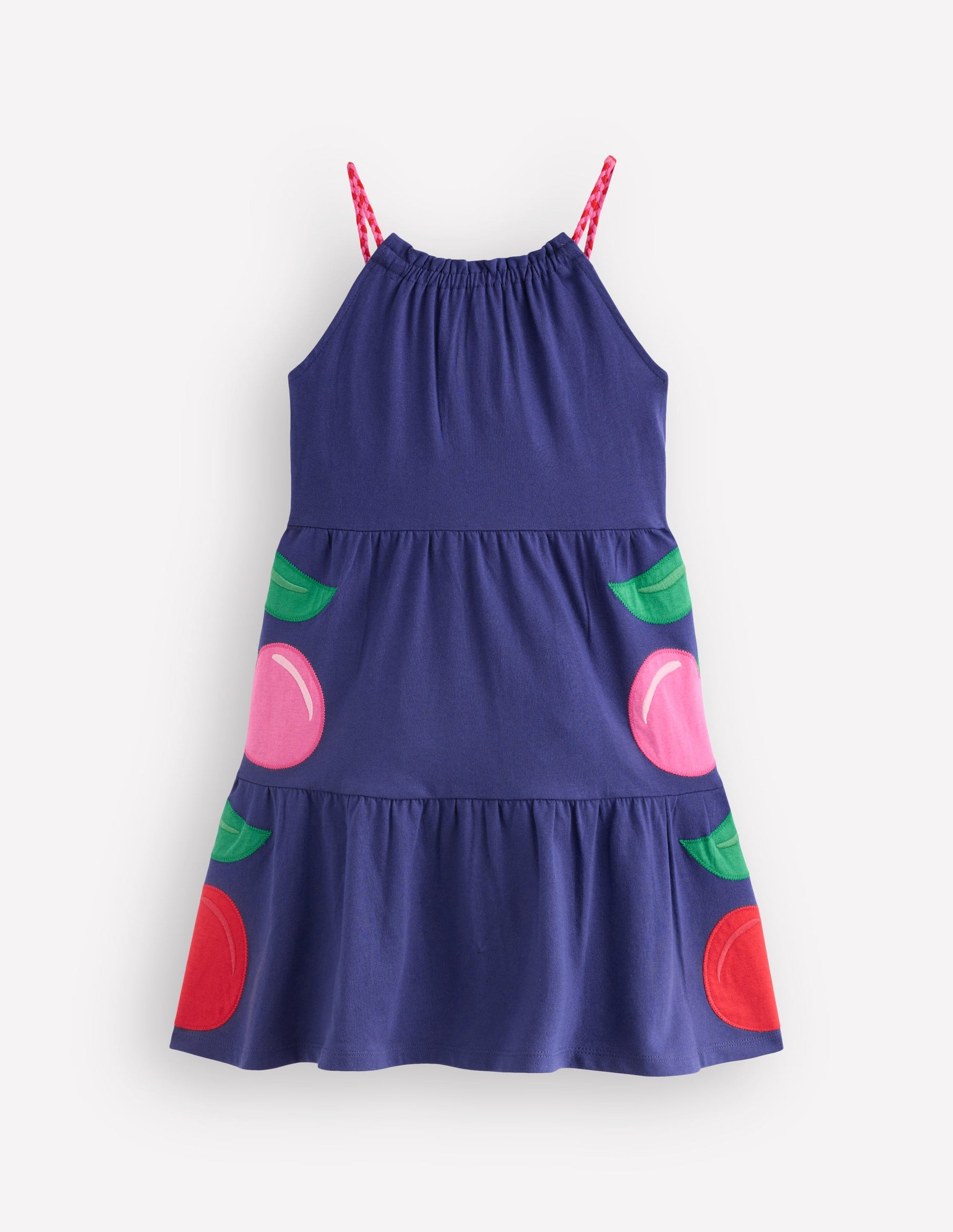 Enola Appliqué Jersey Dress-Starboard Blue Giant Cherries-3