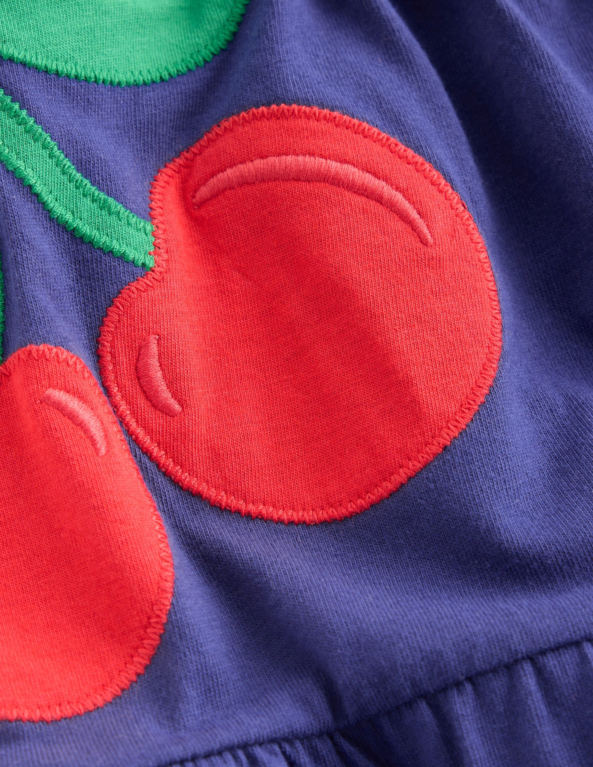 Enola Appliqué Jersey Dress-Starboard Blue Giant Cherries-4