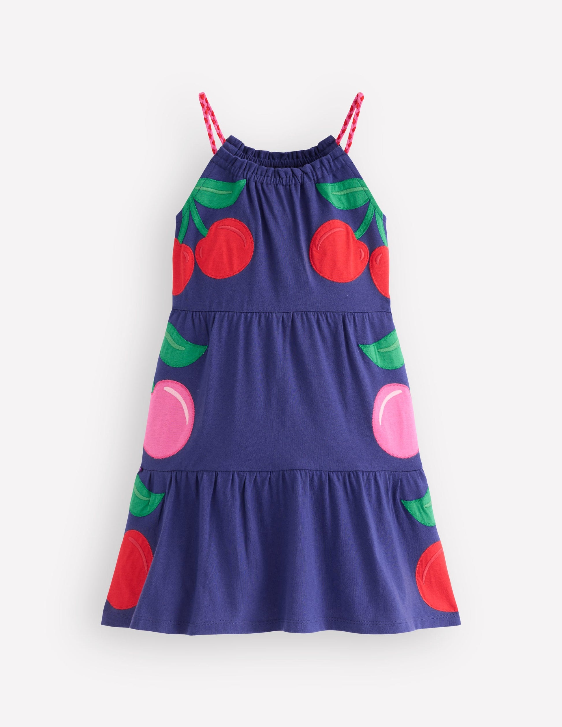 Enola Appliqué Jersey Dress-Starboard Blue Giant Cherries-2