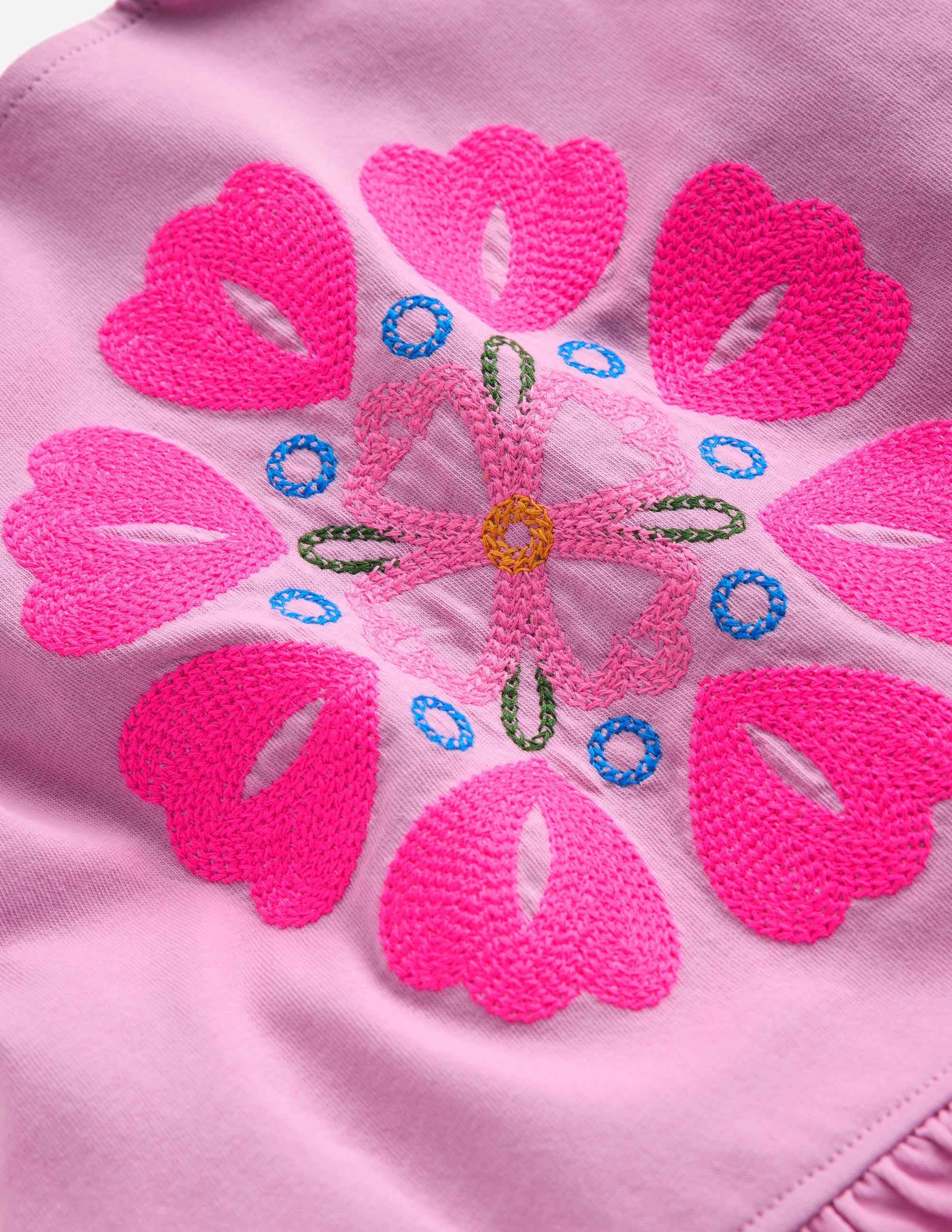 Embroidered Ruffle Top-Pink Punch Embroidery - Image 4