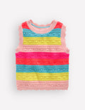 Pointelle Knitted Vest-Neon Stripe
