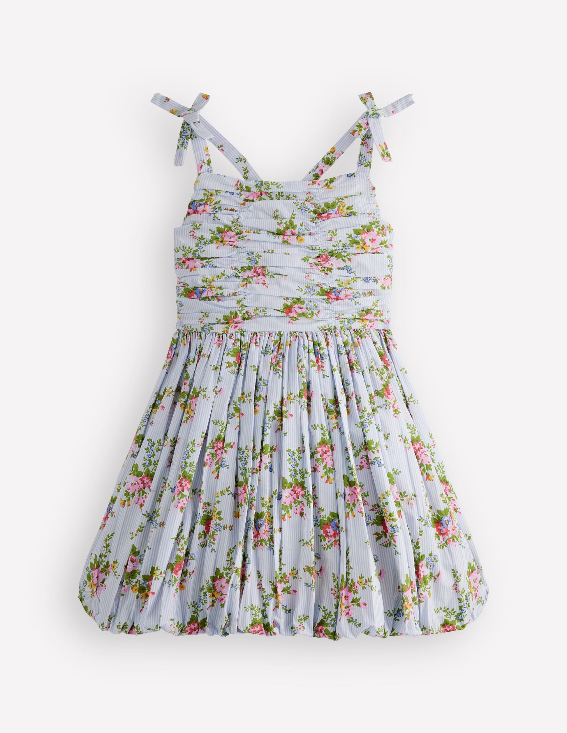 Ruched Bodice Bubble Dress-Vintage Floral-1