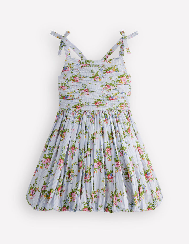 Ruched Bodice Bubble Dress-Vintage Floral