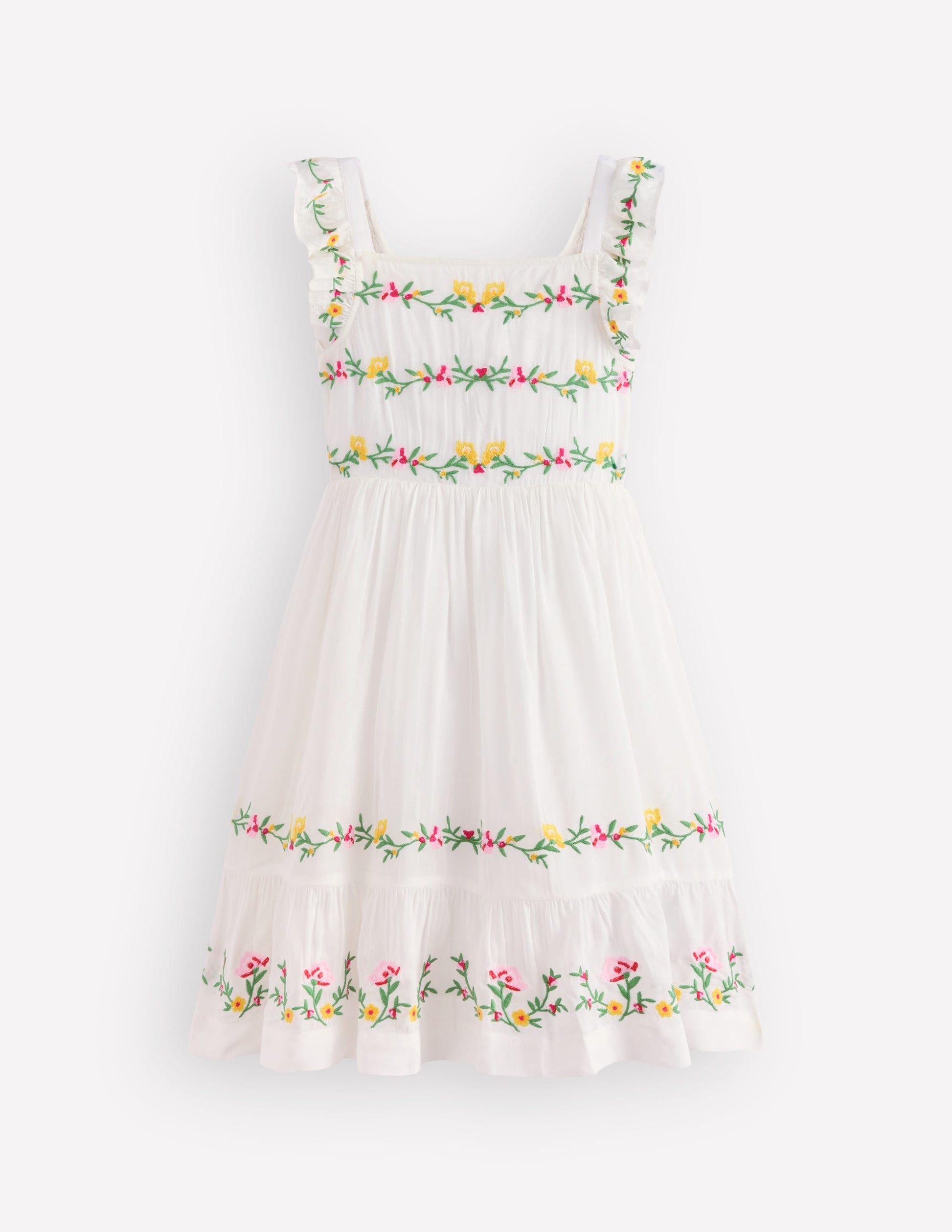 Shirred Bow Back Detail Dress-Soft Ivory-3