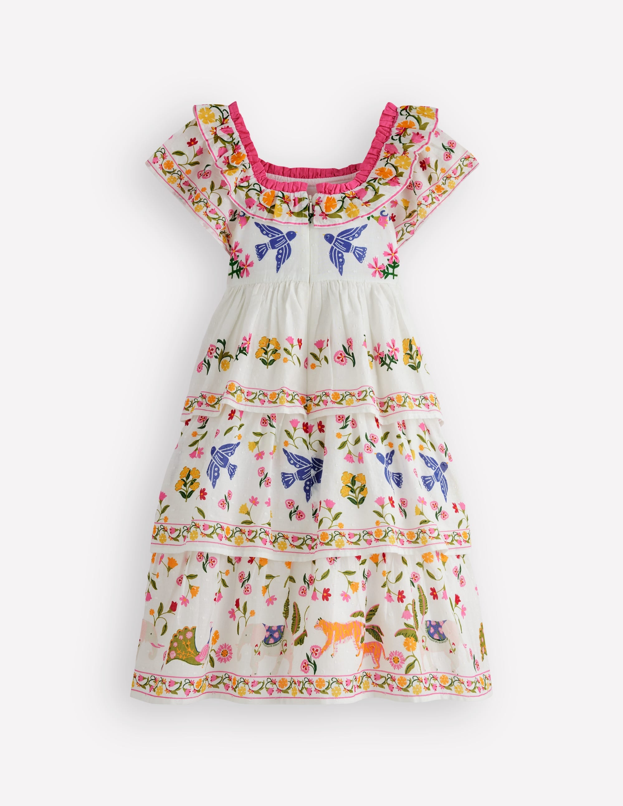 Tiered Ruffle Woven Dress-Soft Ivory Jungle Placement - Image 3