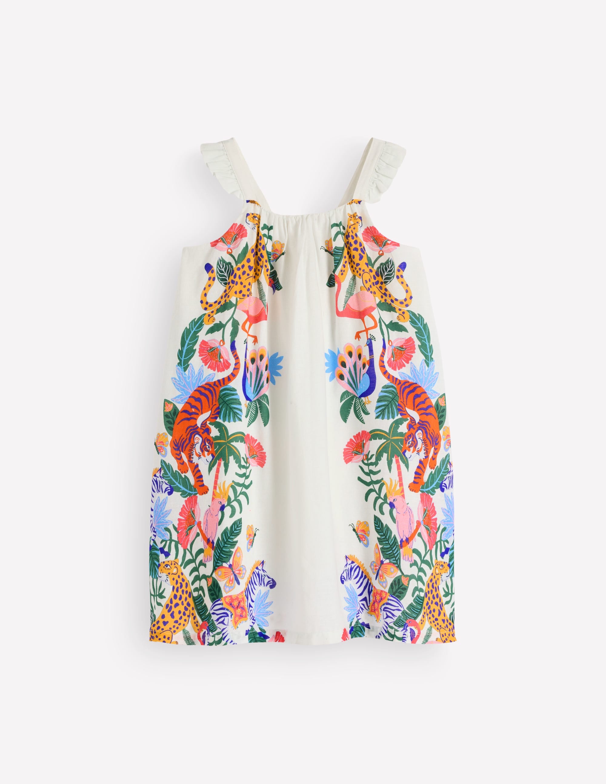 Ruffle Strap Sundress-Soft Ivory Jungle Placement - Image 1