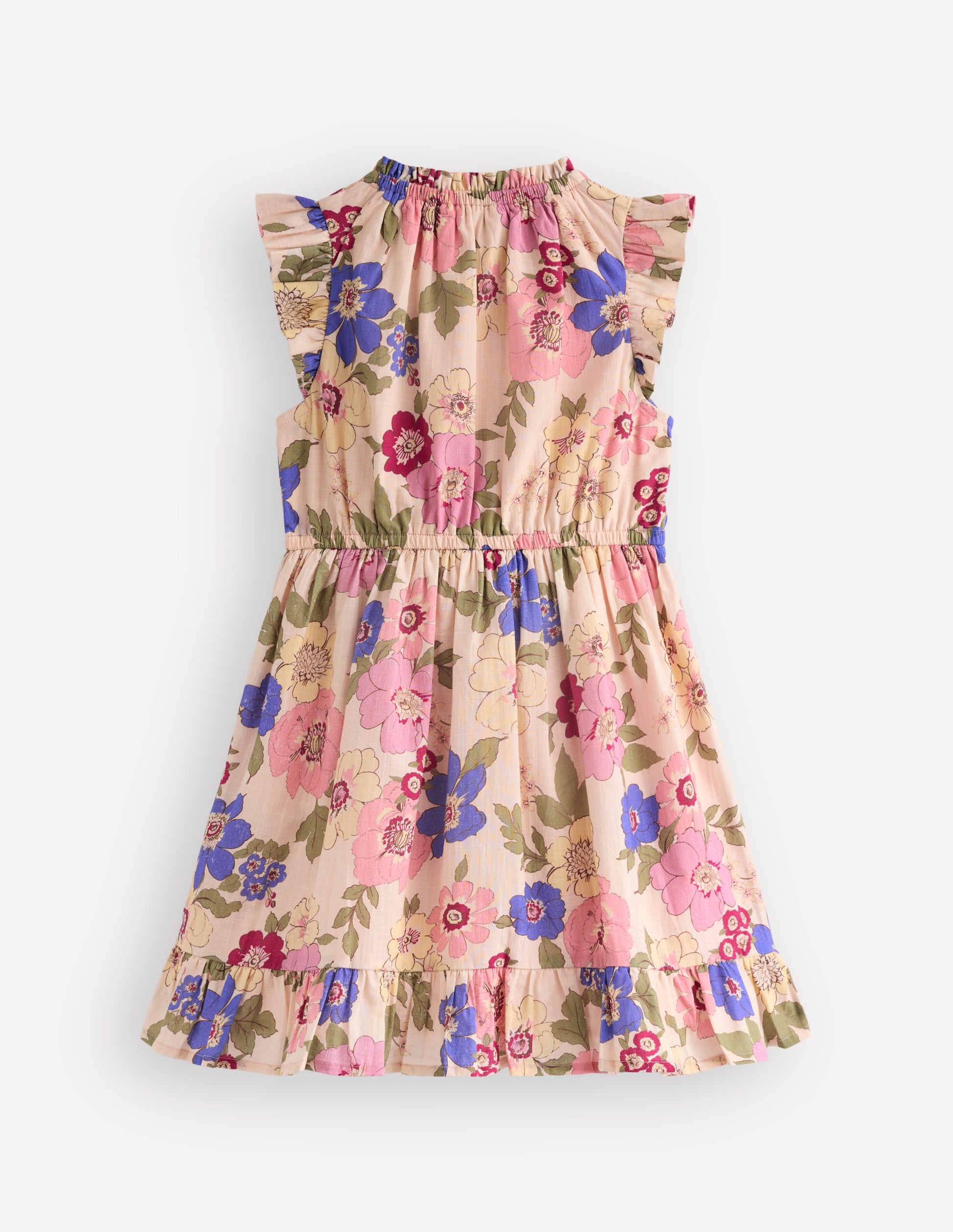 Gathered Woven Dress-Blooming Pink Floral Bloom-2