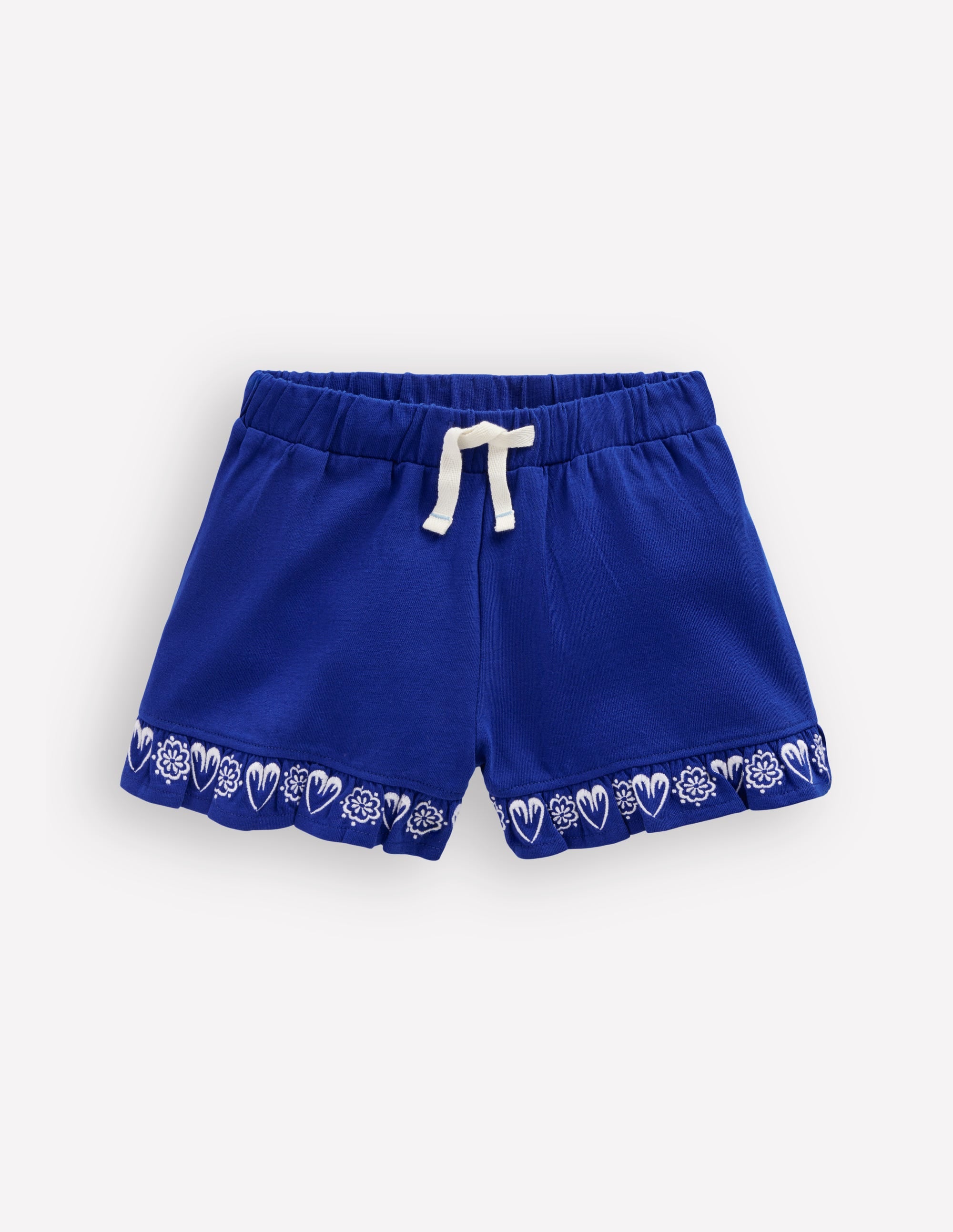 Embroidered Jersey Shorts-Bright Blue Embroidery - Image 1