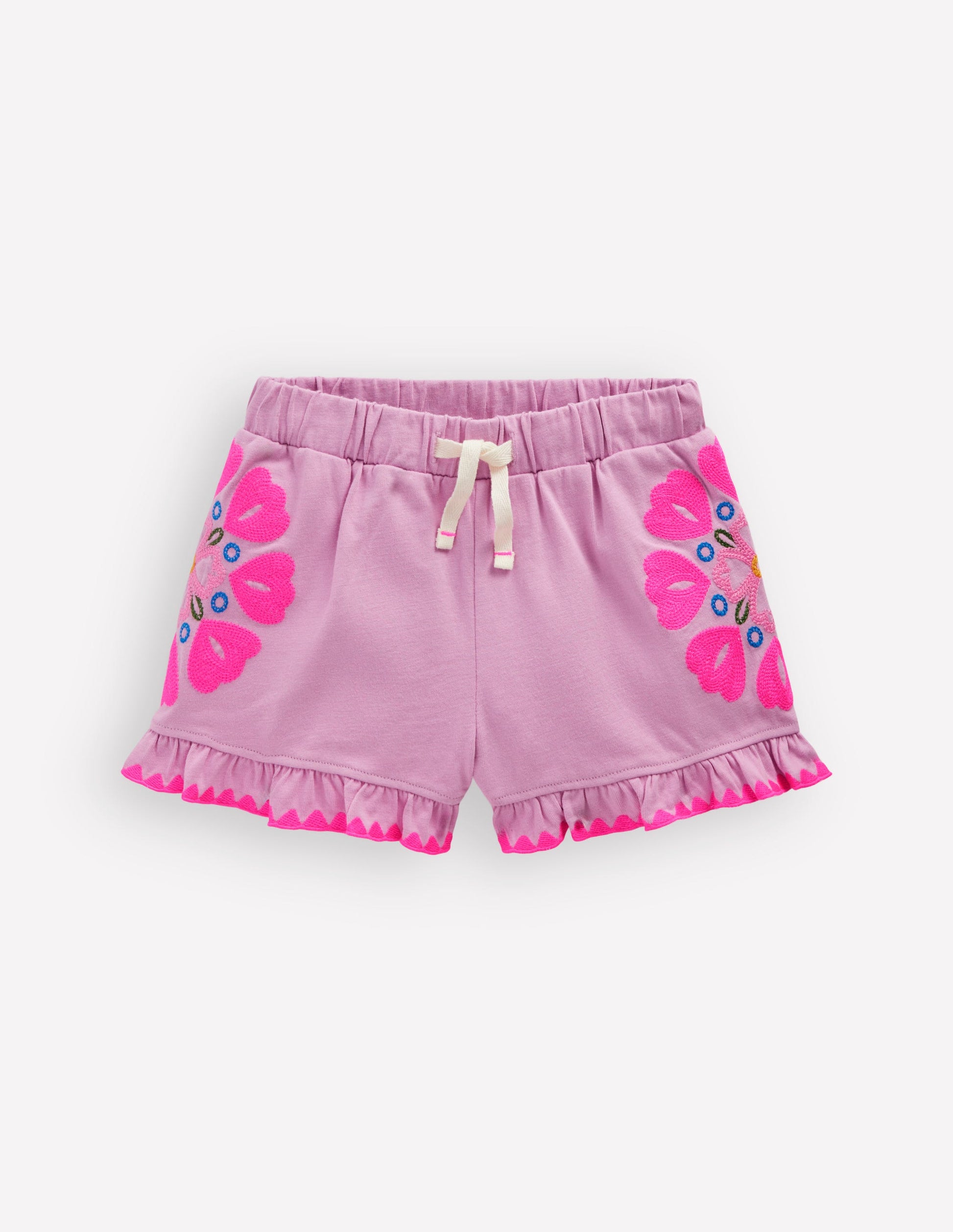 Embroidered Jersey Shorts-Pink Punch Embroidery-1