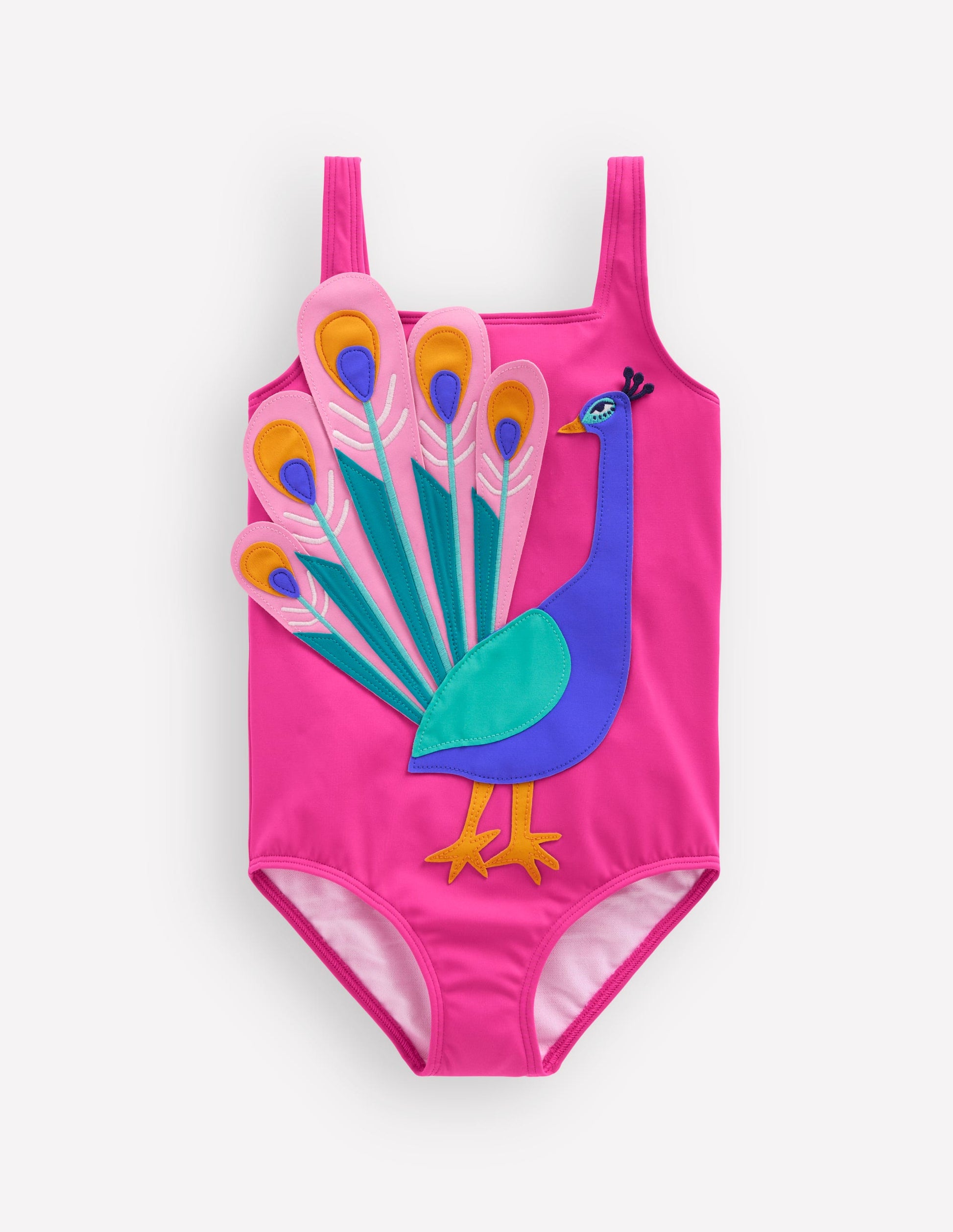 Appliqué Swimsuit-Pink Peacock-2