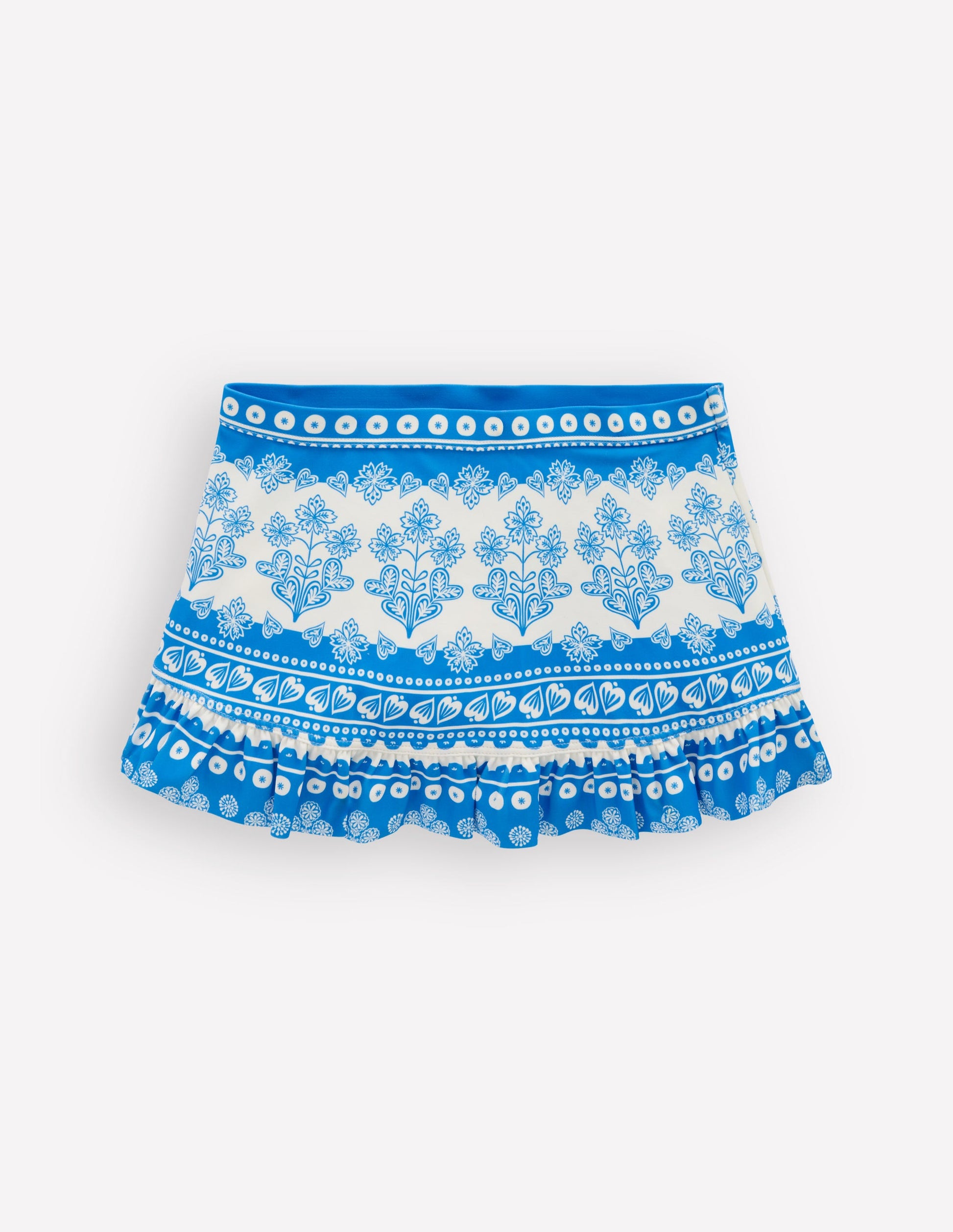 Swim Skirt-Azure Blue Woodblock-1