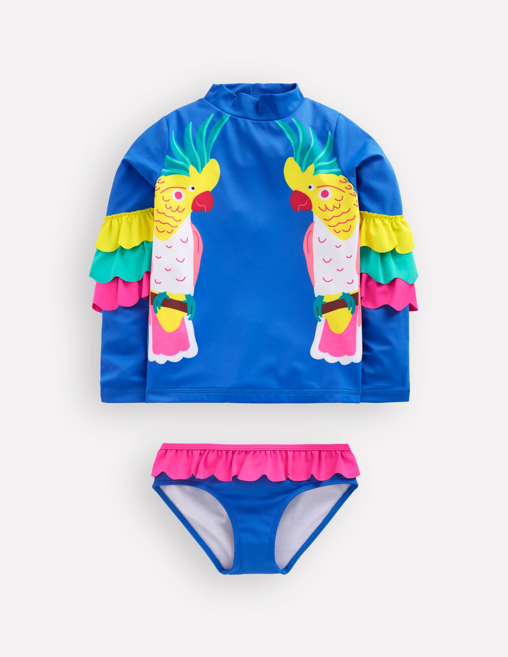 Appliqué Rash Vest Set-Azure Blue Parrot - Image 2