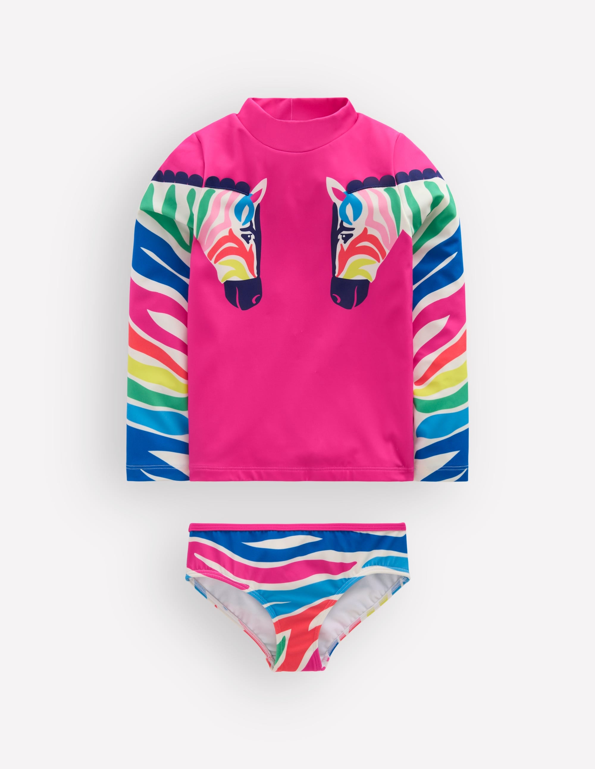 Appliqué Rash Vest Set-Raspberry Pink Zebra - Image 1