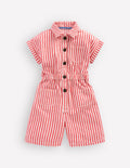 Embroidered Playsuit-Red Stripe