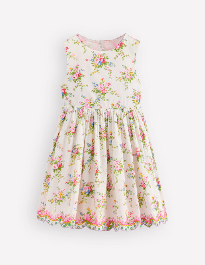 Broderie Back Detail Dress-Soft Ivory Rosa