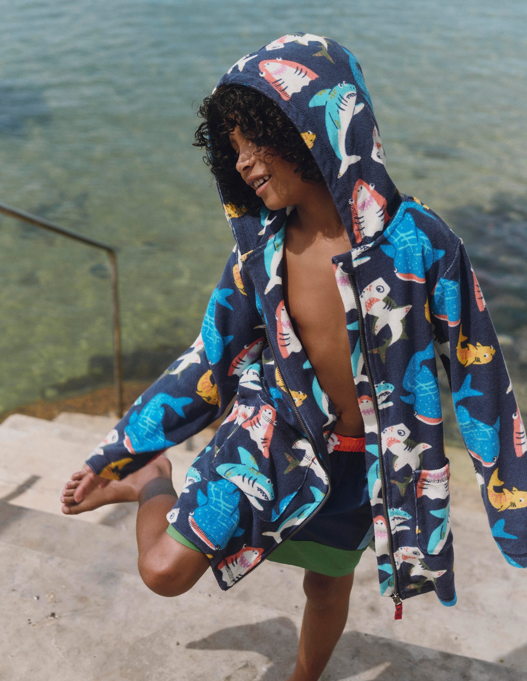 Towelling Zip-Up Throw-On-College Navy Sharks - Image 4