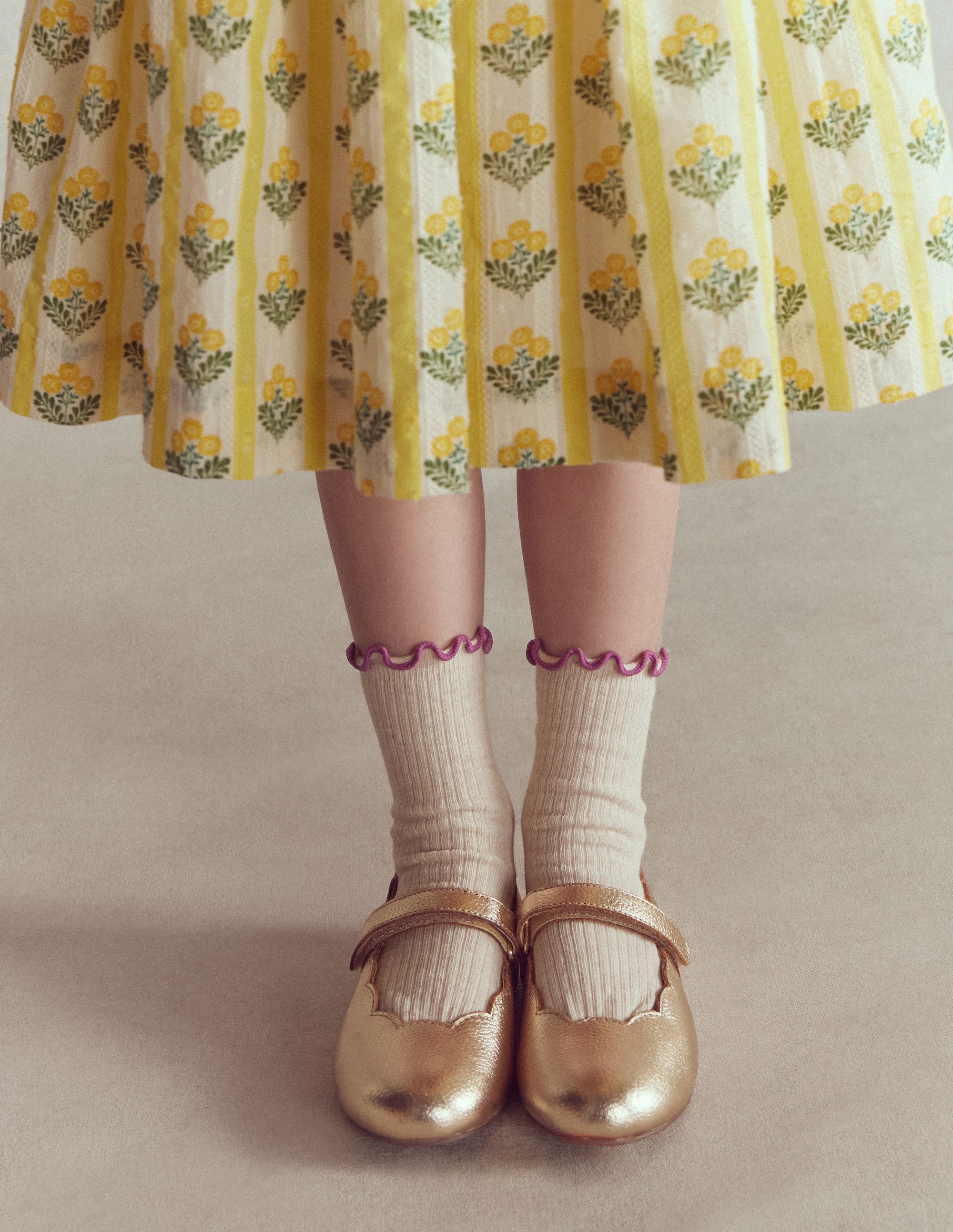 Scallop Mary Janes-Gold - Image 1