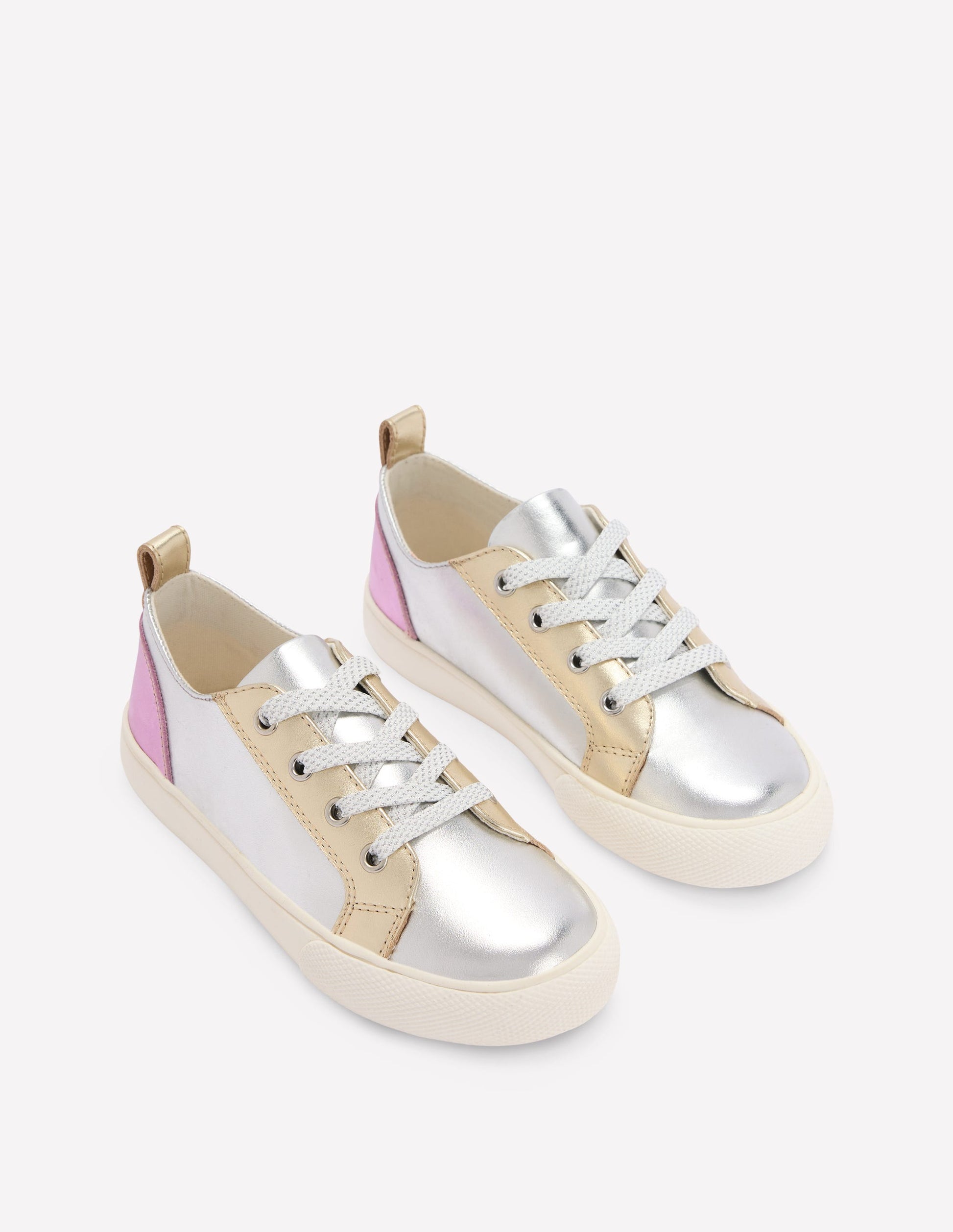 Leather Metallic Low Tops-Metallic-2