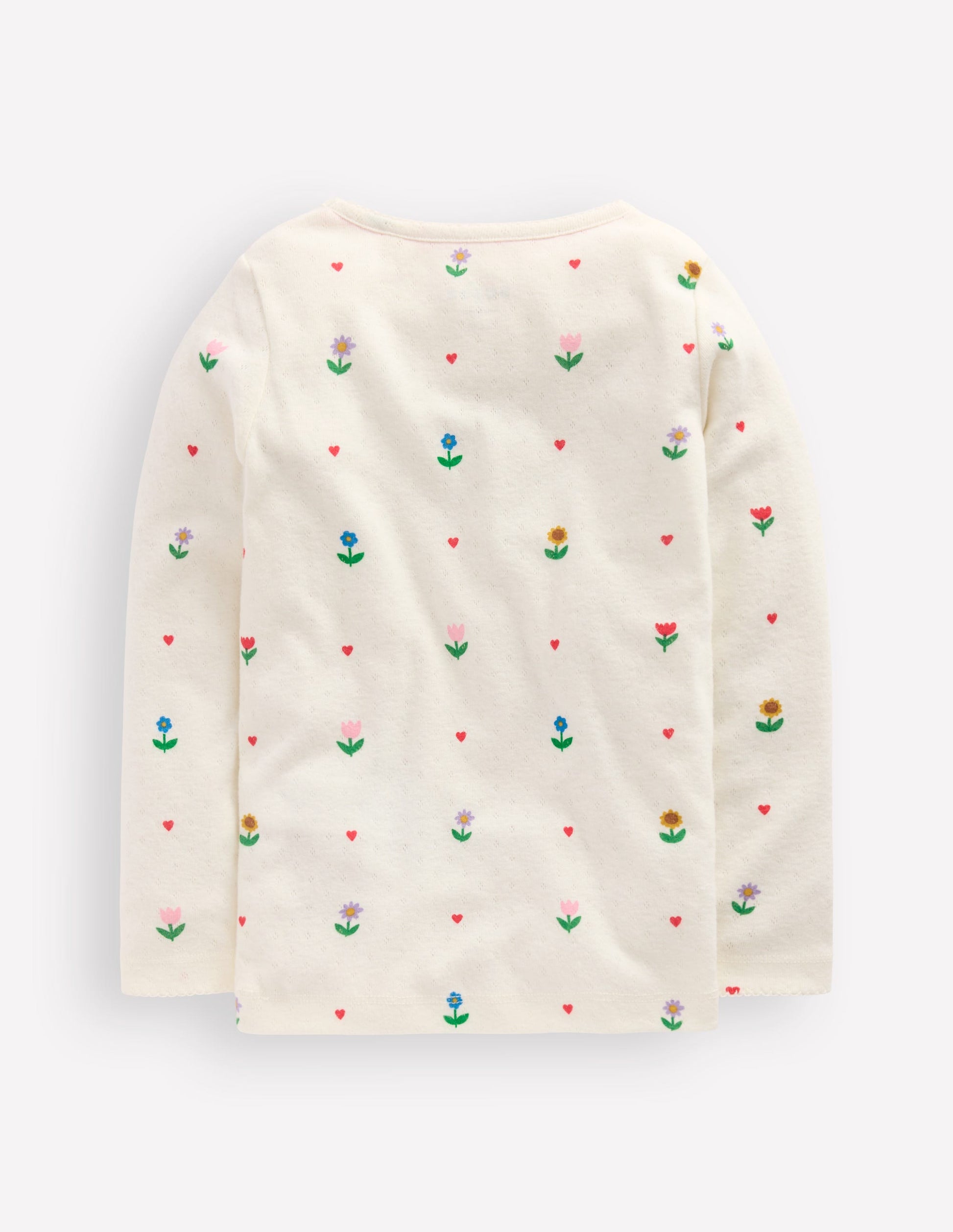 Long Sleeve Pointelle Top-Ivory Sunflower Garden-2