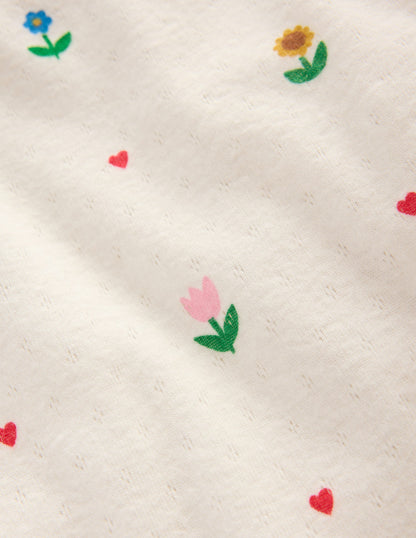 Long Sleeve Pointelle Top-Ivory Sunflower Garden-3