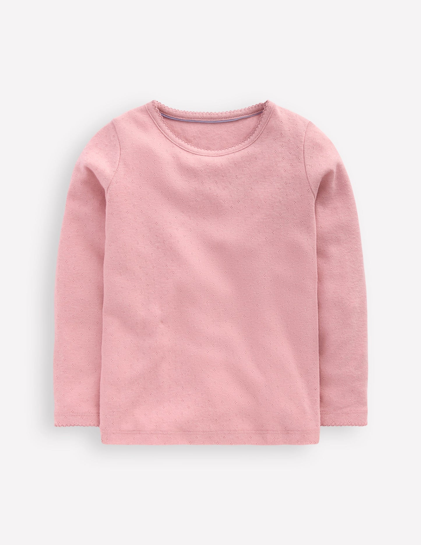 Long Sleeve Pointelle Top-Pink