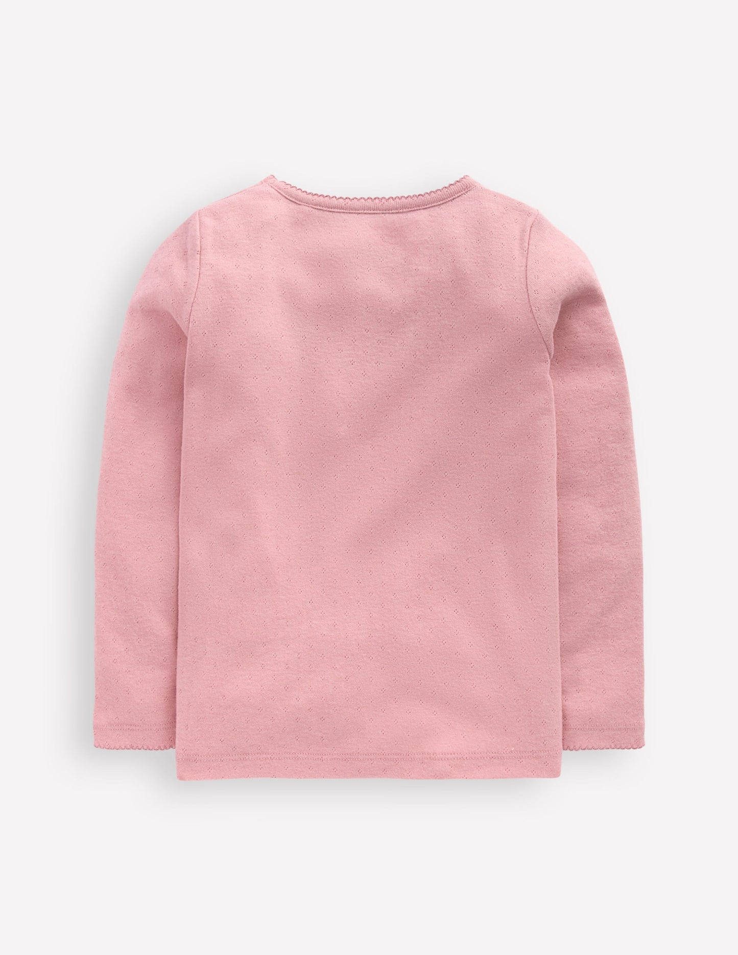 Long Sleeve Pointelle Top-Pink