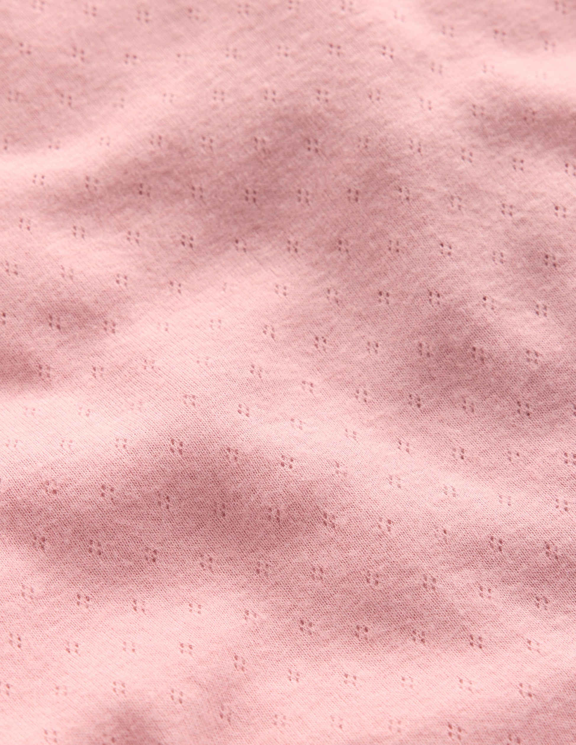 Long Sleeve Pointelle Top-Pink-3