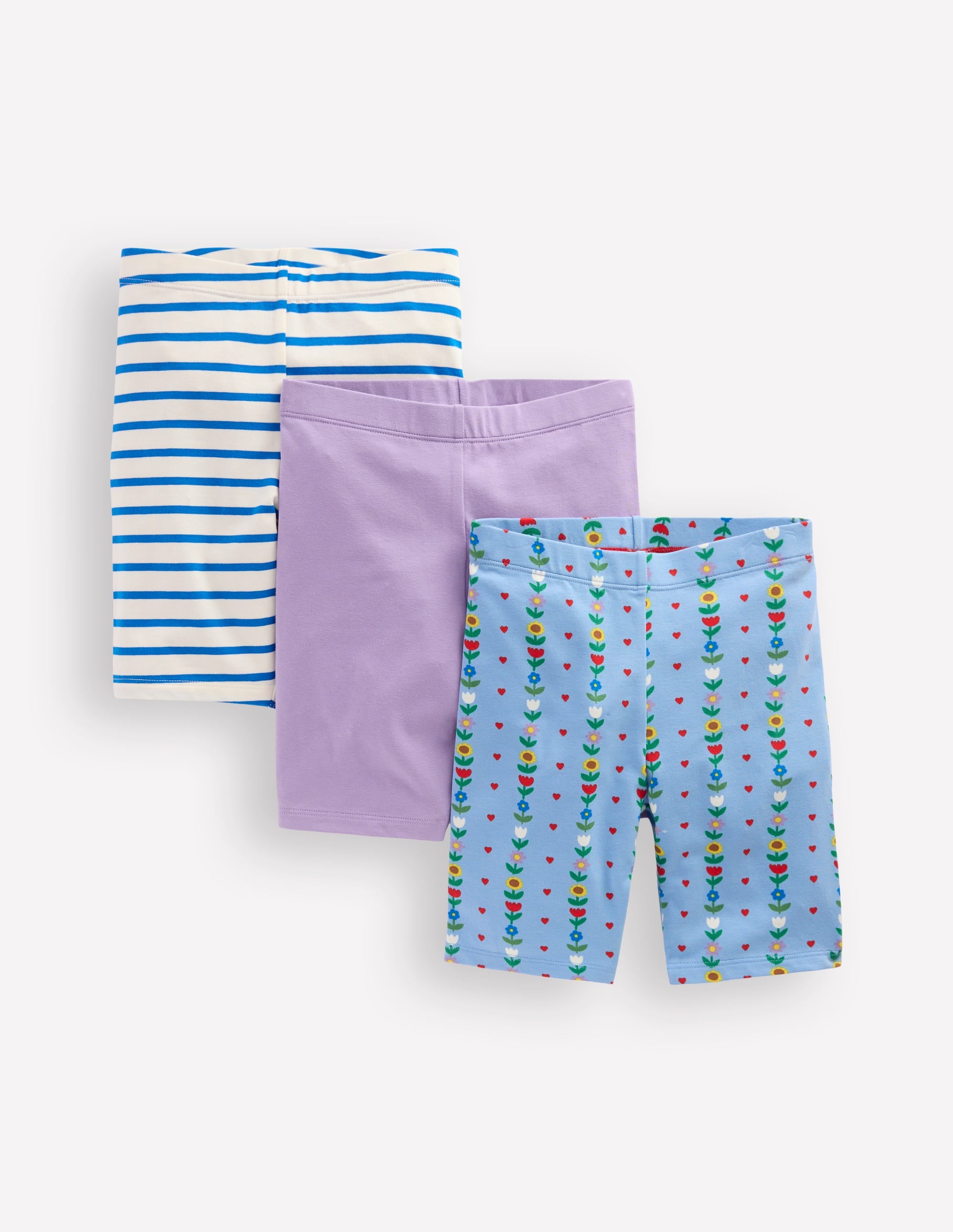 3-pack Cycling Shorts-Glacier Blue Sunflower Garden - Image 1