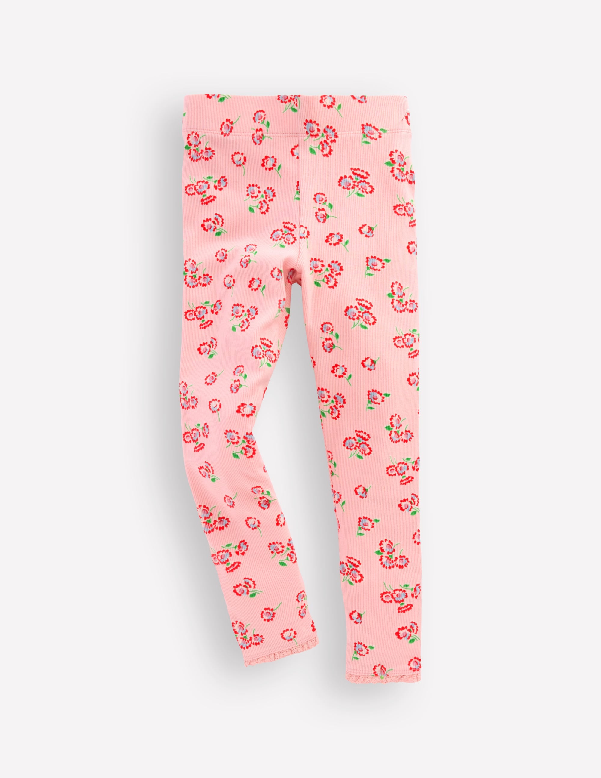 Ribbed Leggings-Chalk Pink Daisy - Image 1