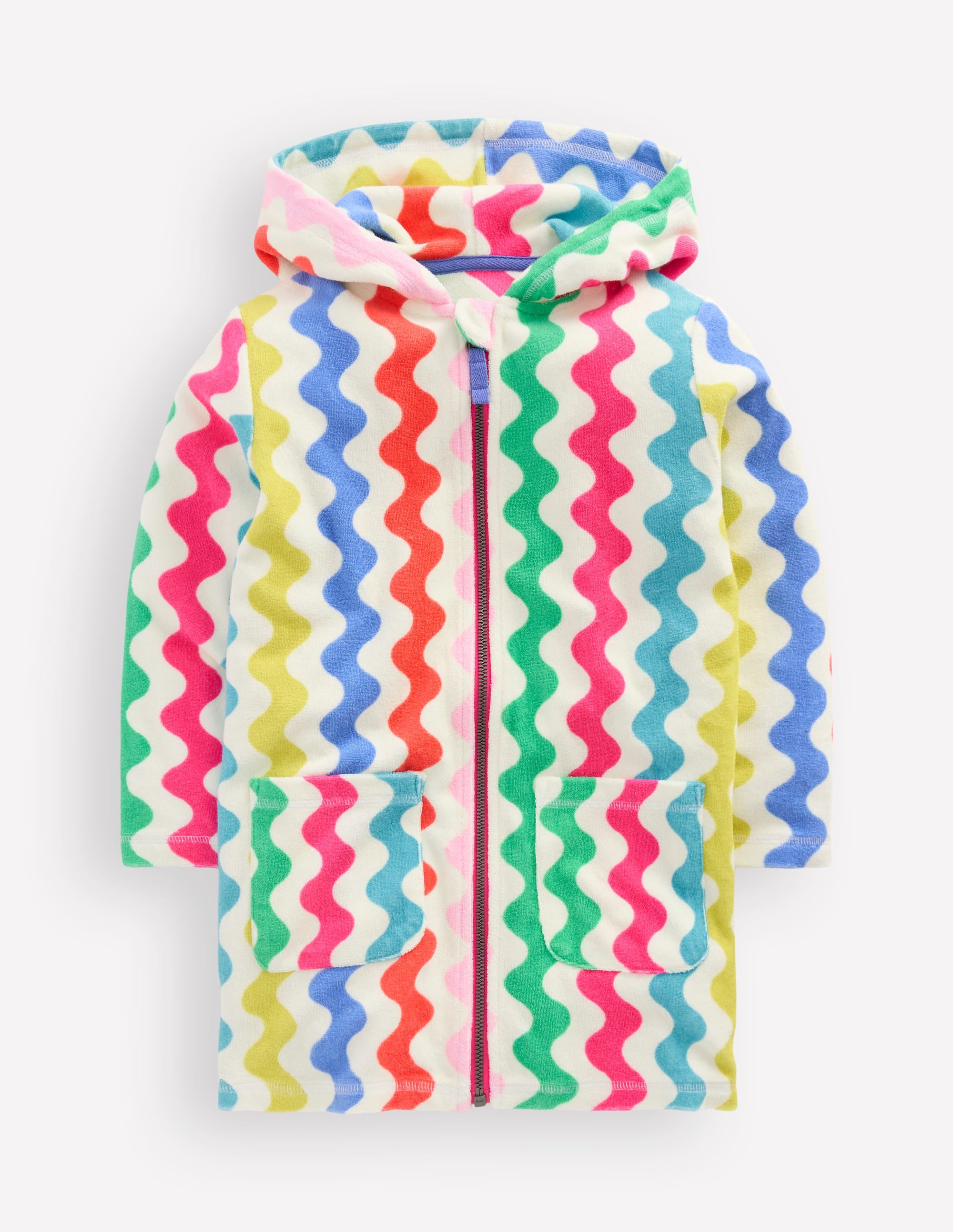 Romie Towelling Zip Throw-On-Multi Rainbow Wave - Image 1