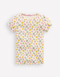 Short Sleeve Pointelle Top-Ivory Spaced Rosa