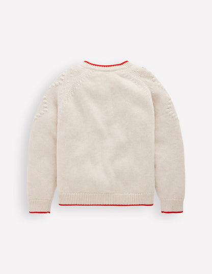 Cotton Embroidered Cardigan-Ecru Marl Flowers-5