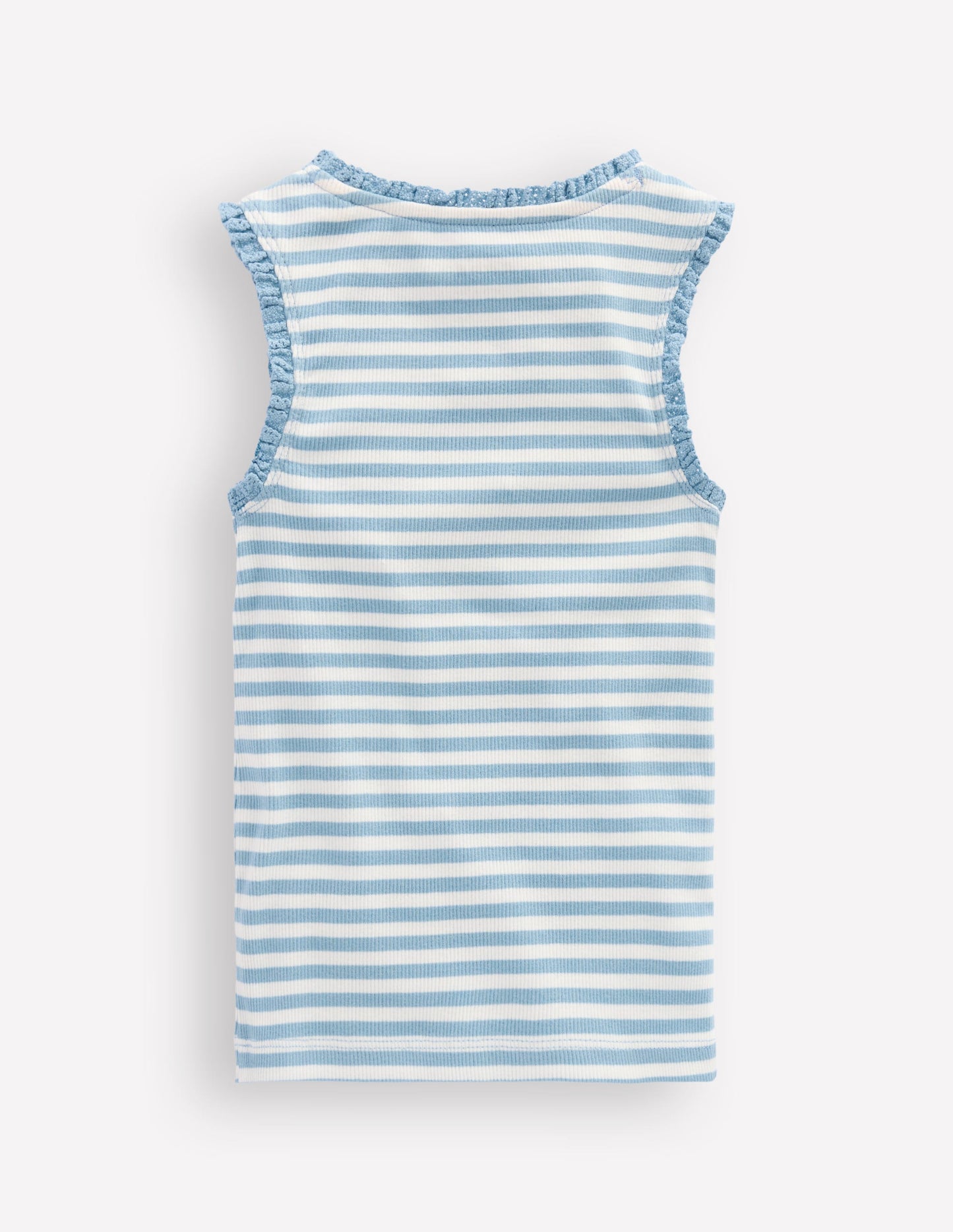 Ribbed Lace Trim Vest-Glacier Blue Stripe