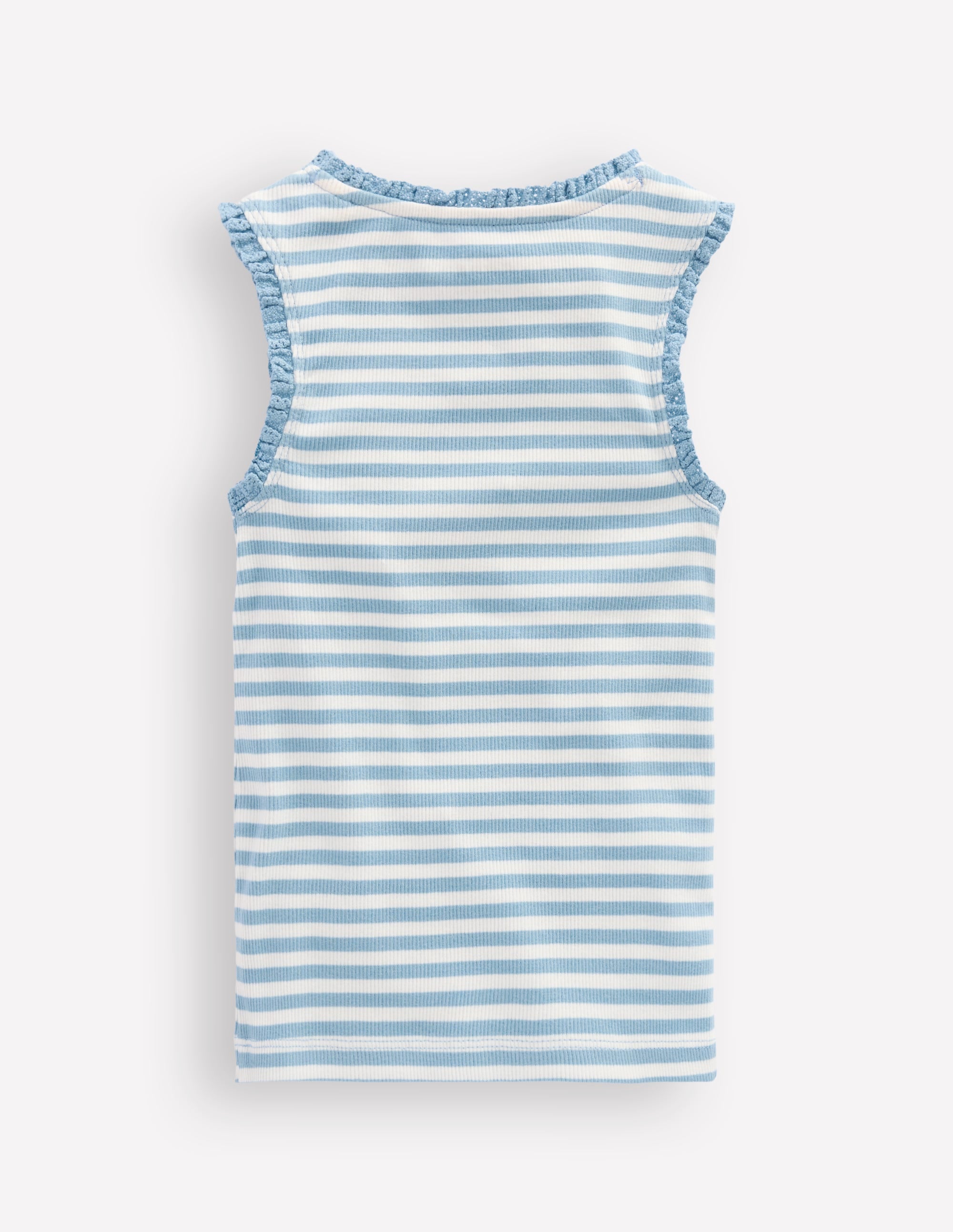 Ribbed Lace Trim Vest-Glacier Blue Stripe - Image 2