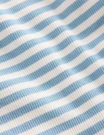 Ribbed Lace Trim Vest-Glacier Blue Stripe-3