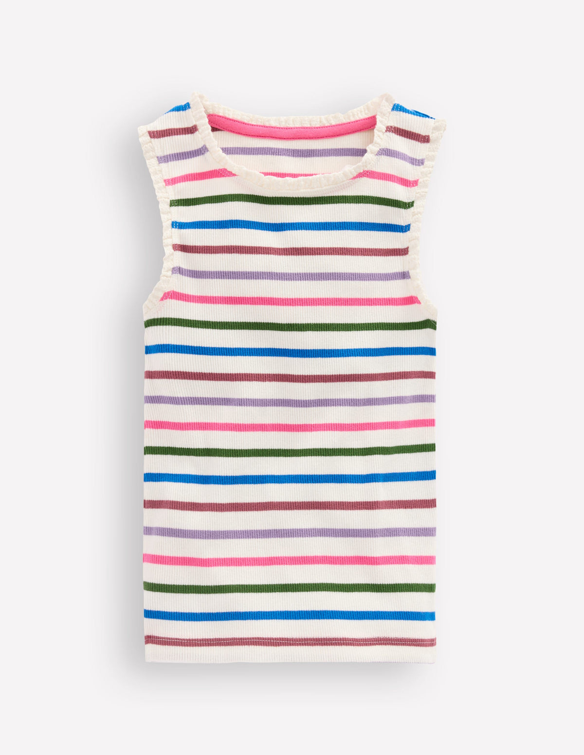 Ribbed Lace Trim Vest-Multi Stripe - Image 1