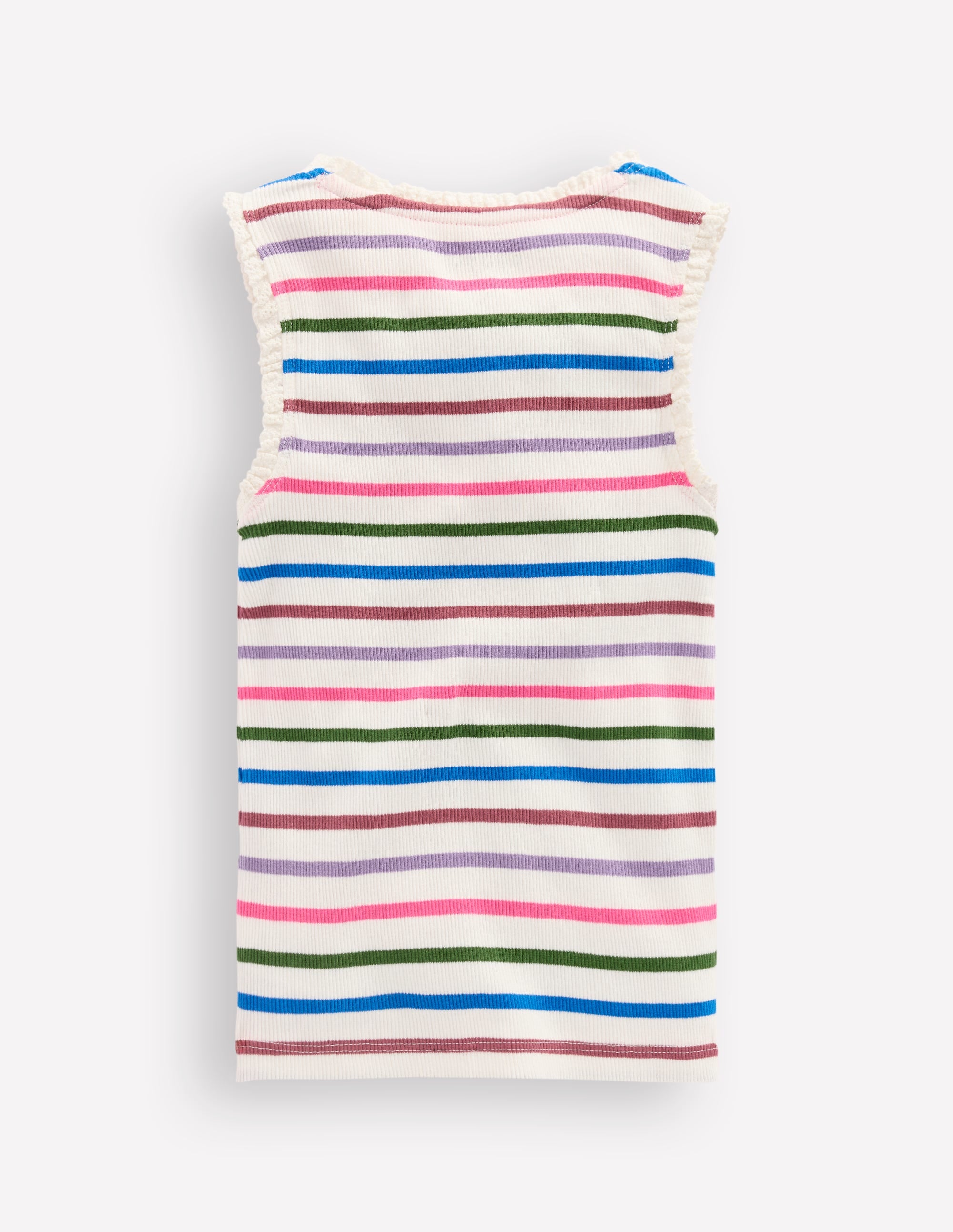 Ribbed Lace Trim Vest-Multi Stripe - Image 2