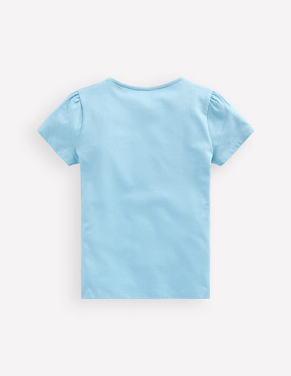 Puff Sleeve Superstitch Top-Blue Flower Bunches-2