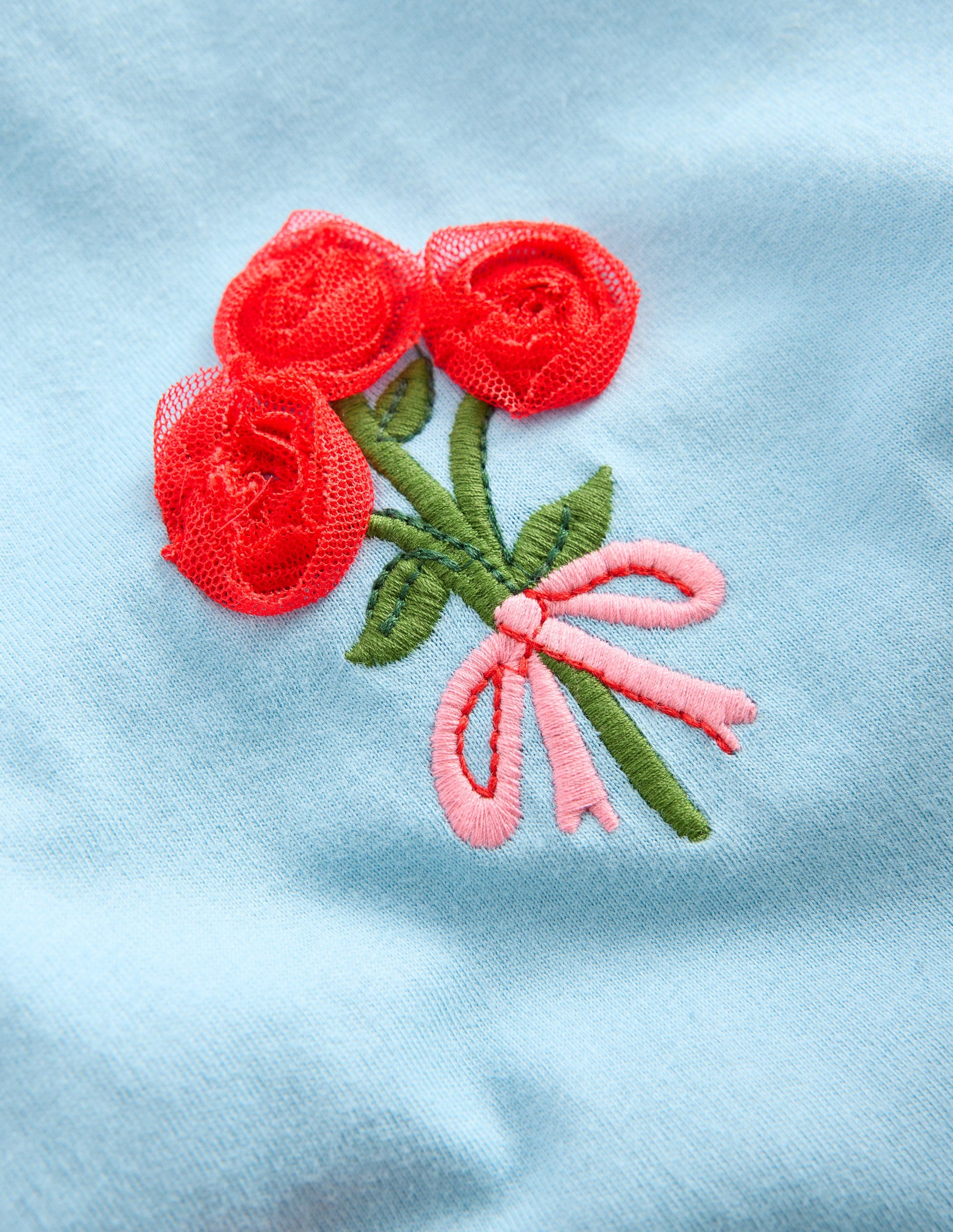 Puff Sleeve Superstitch Top-Blue Flower Bunches-3